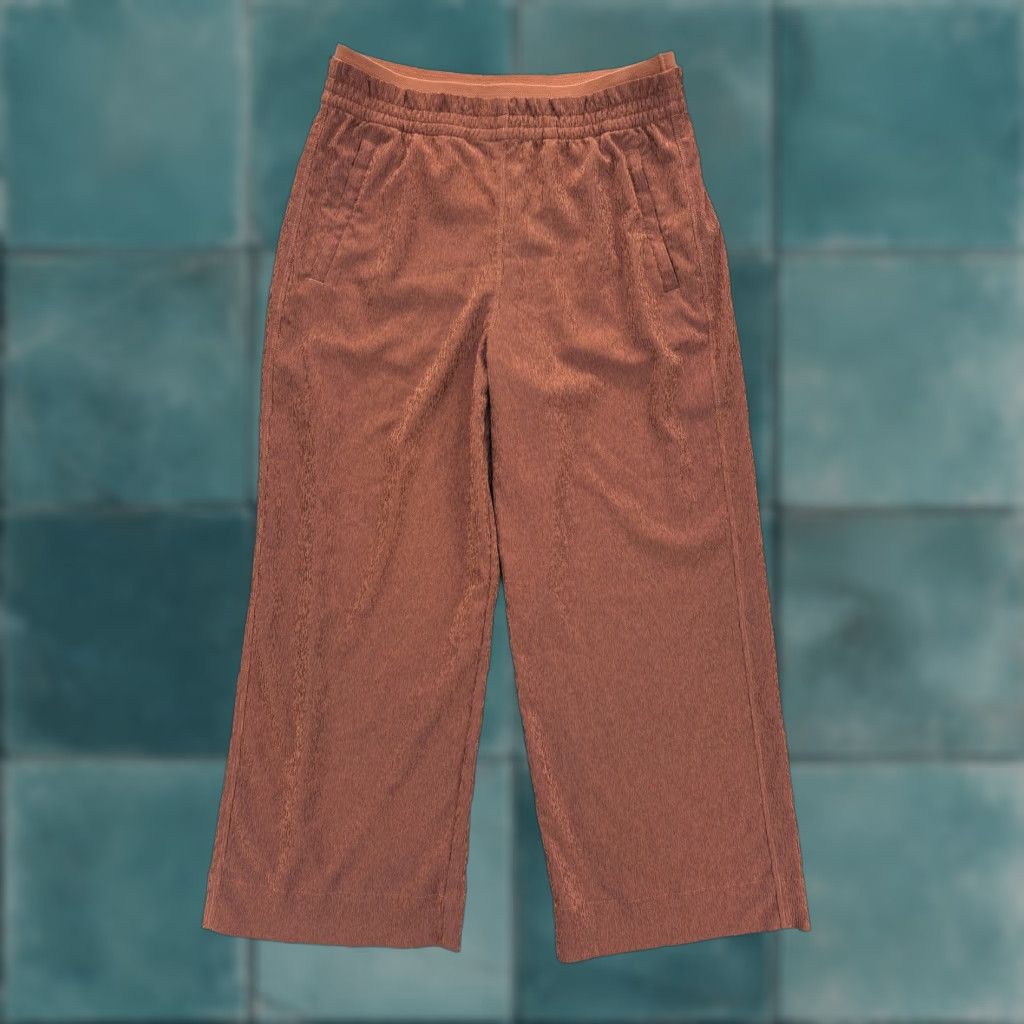 Athleta Athleta Echo Wide Leg Cropped Pants Womens 8 Sunburst Clay Orange Pull On Lounge Size 30" / US 8 / IT 44 - 1 Thumbnail