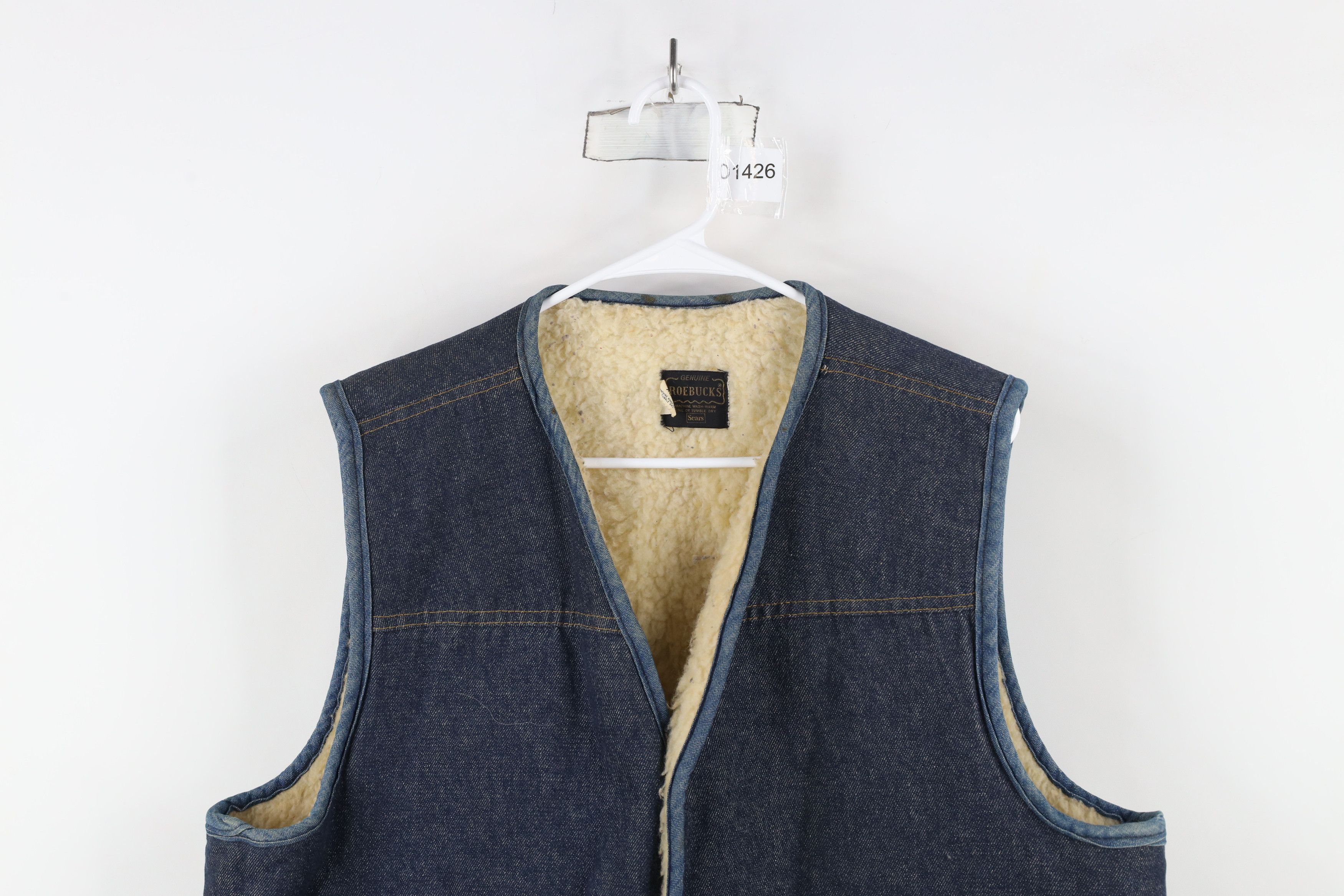 Vintage Vintage 70s Streetwear Fleece Lined Denim Vest Jacket USA Size US XL / EU 56 / 4 - 2 Thumbnail