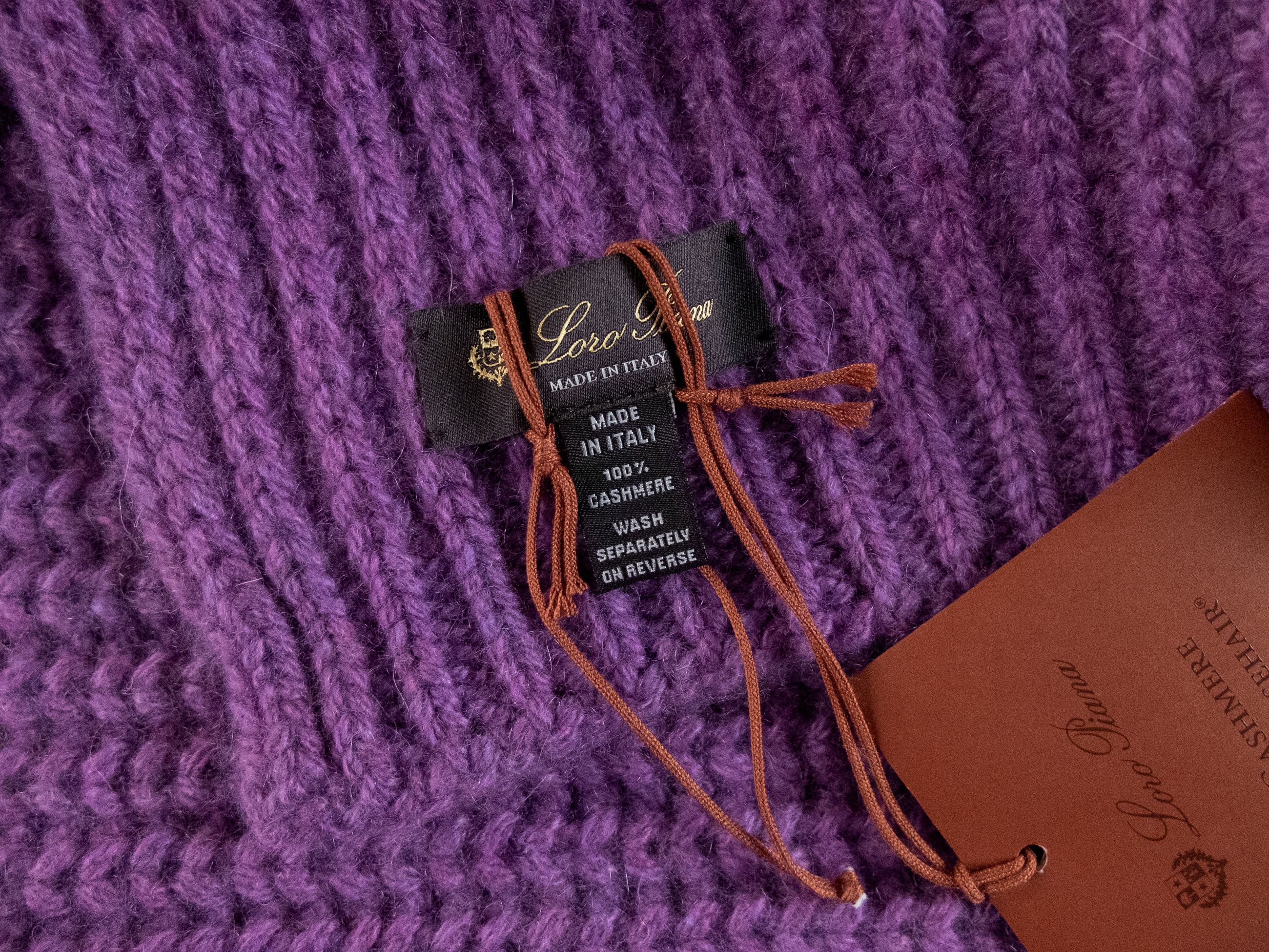 Loro Piana LORO PIANA Davenport lilac purple ribbed knit cashmere scarf Size ONE SIZE - 3 Thumbnail