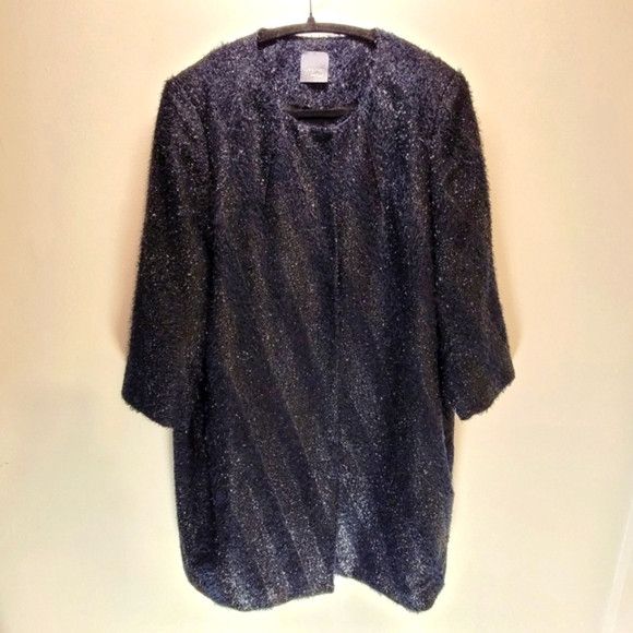 Other Persona by Marina Rinaldi long navy blue jacket sequins - xl Size XL / US 12-14 / IT 48-50 - 1 Thumbnail