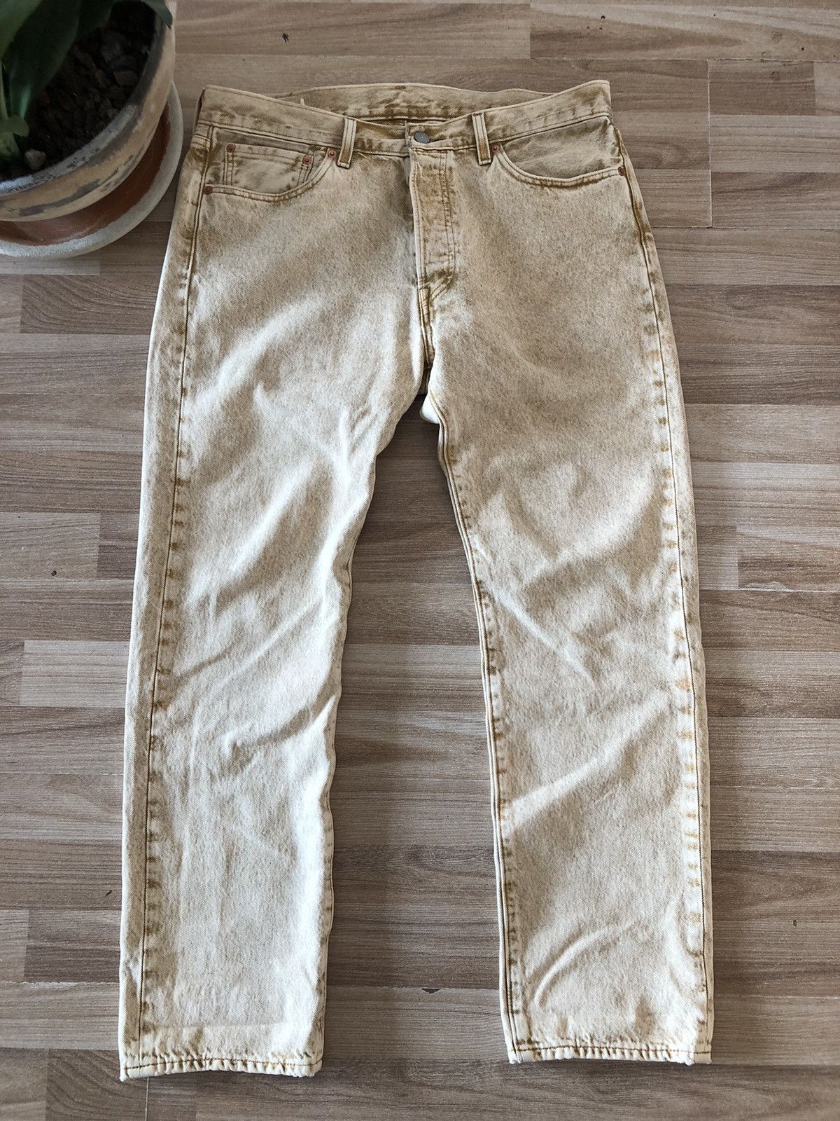Levi's Levi’s 501 Jeans W33 x L30 Straight Beige Cream White Denim Size US 33 - 4 Thumbnail
