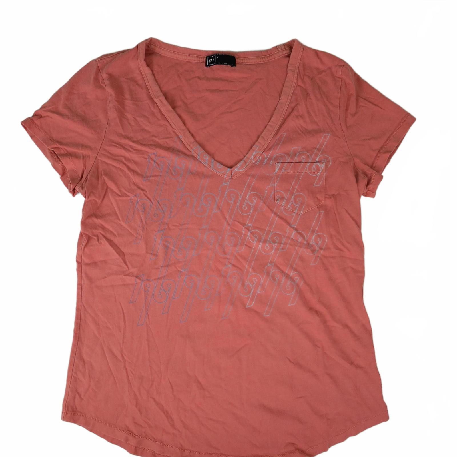 Gap Women's Medium GAP V-Neck Coral Pink Short Sleeve T-Shirt Size M / US 6-8 / IT 42-44 - 1 Thumbnail