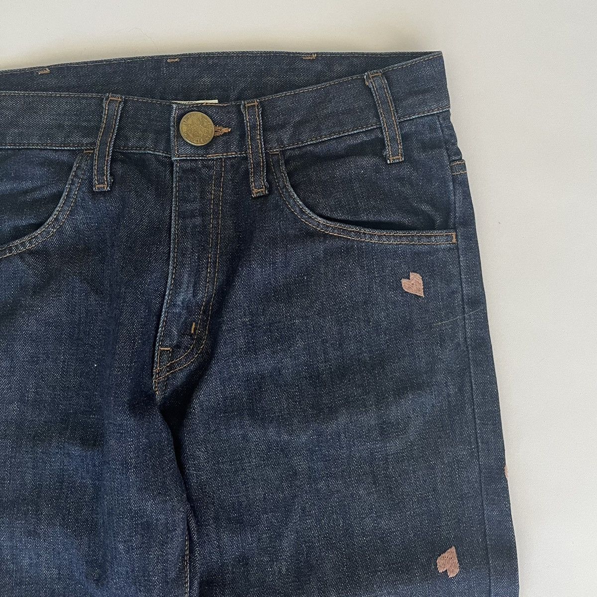 Japanese Brand Veronica by Led Rechwe Heart Embroidered Flared Jeans Size 29" - 5 Thumbnail