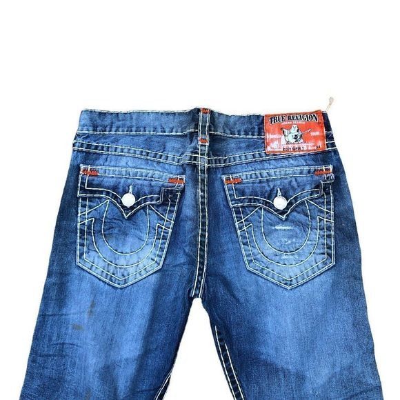 True Religion True Religion Jeans Size 38 RICKY SUPER T Blue Trashed Paint Size US 38 / EU 54 - 2 Thumbnail