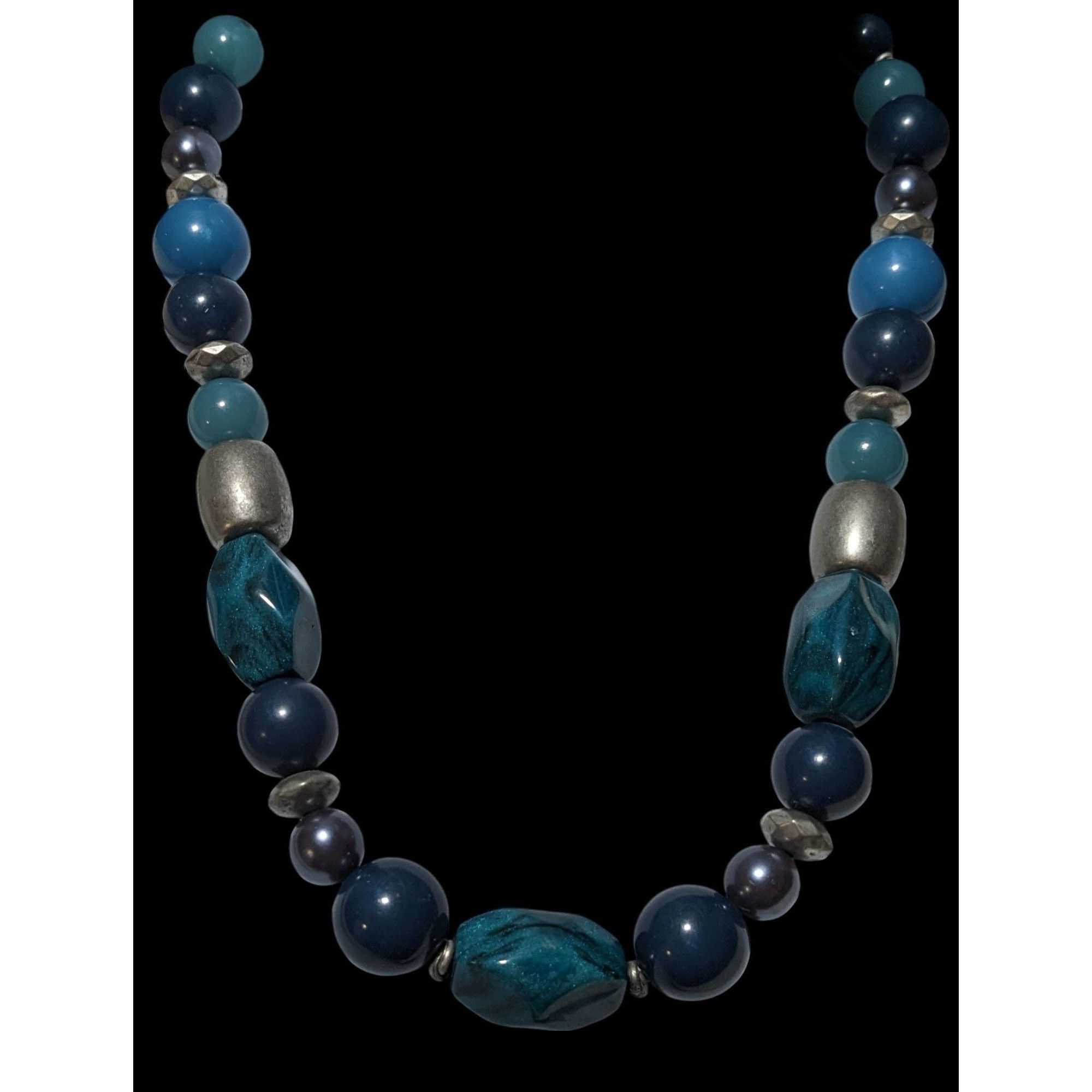 Other Blue And Silver Casual Chunky Beaded Necklace Size ONE SIZE - 2 Thumbnail