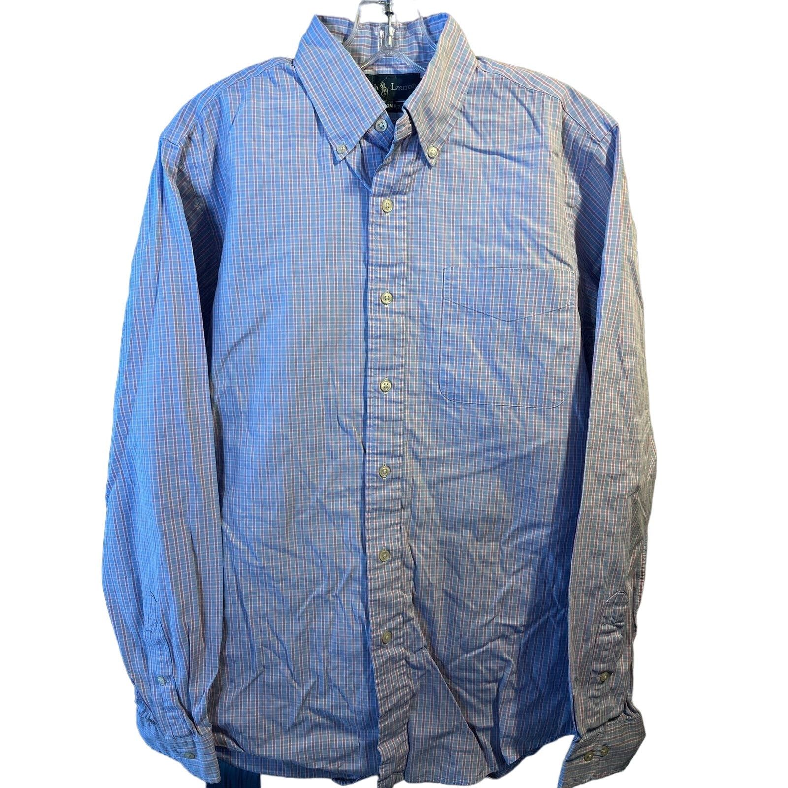 Ralph Lauren Ralph Lauren Men’s 15.5 M Blue Red Check LS Cotton Shirt Size US M / EU 48-50 / 2 - 1 Thumbnail