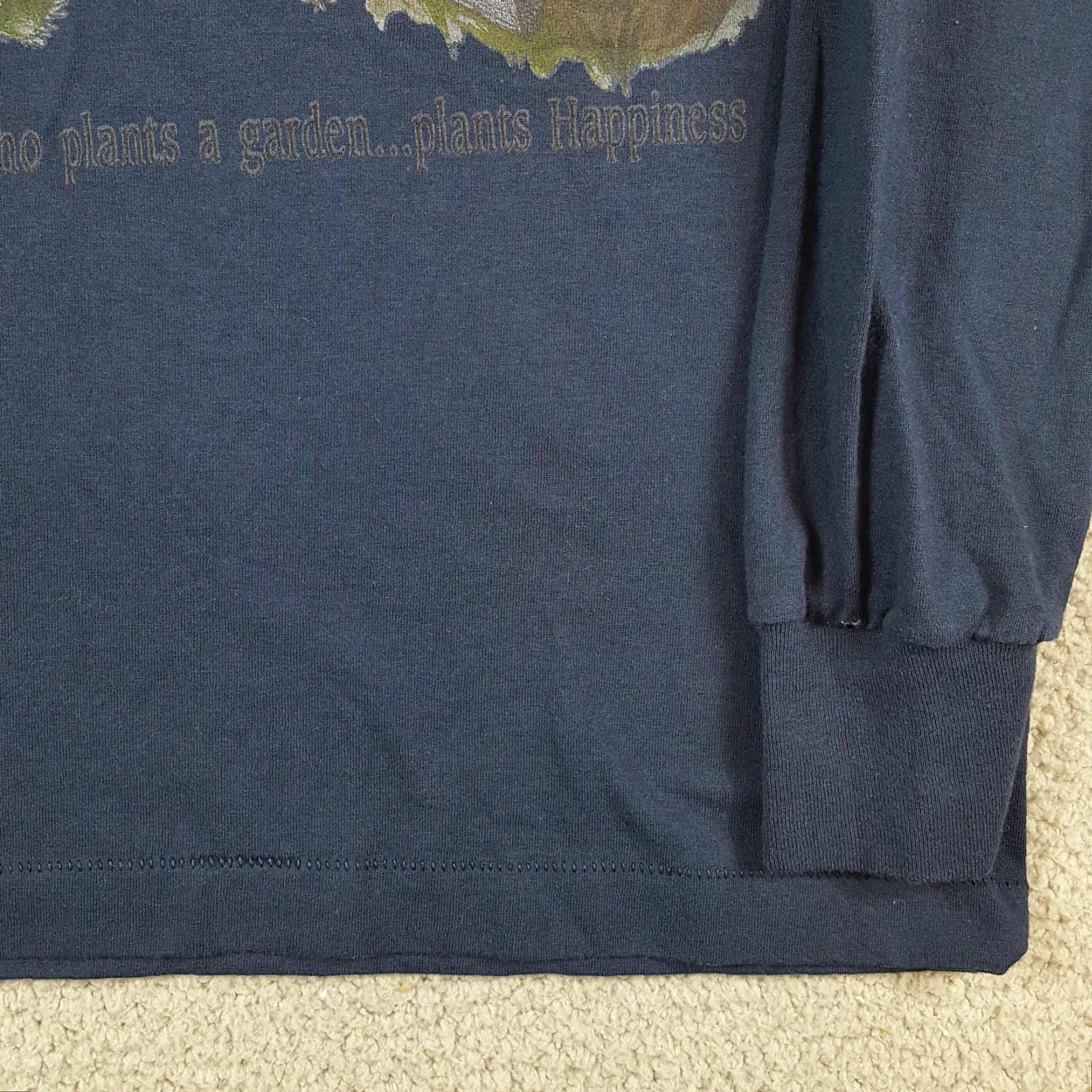 Fruit Of The Loom Vintage Fruit of the Loom Men's 90s Floral Long Sleeve T-Shirt Small Blue Outdoor Garden Retro Y2K Size US S / EU 44-46 / 1 - 4 Thumbnail