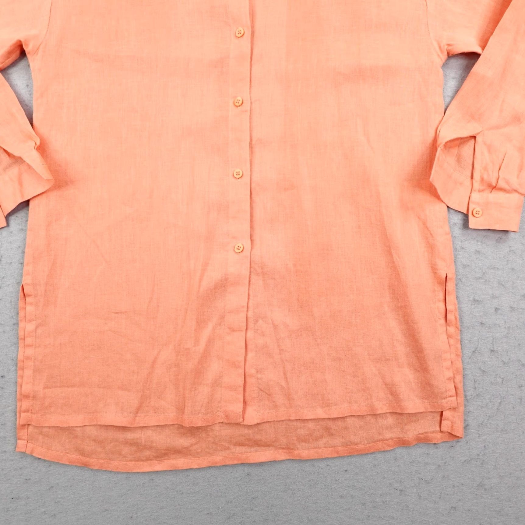 Eileen Fisher Eileen Fisher Shirt Womens Petite Small Orange Linen Button Front Tunic Top Size S / US 4 / IT 40 - 3 Thumbnail