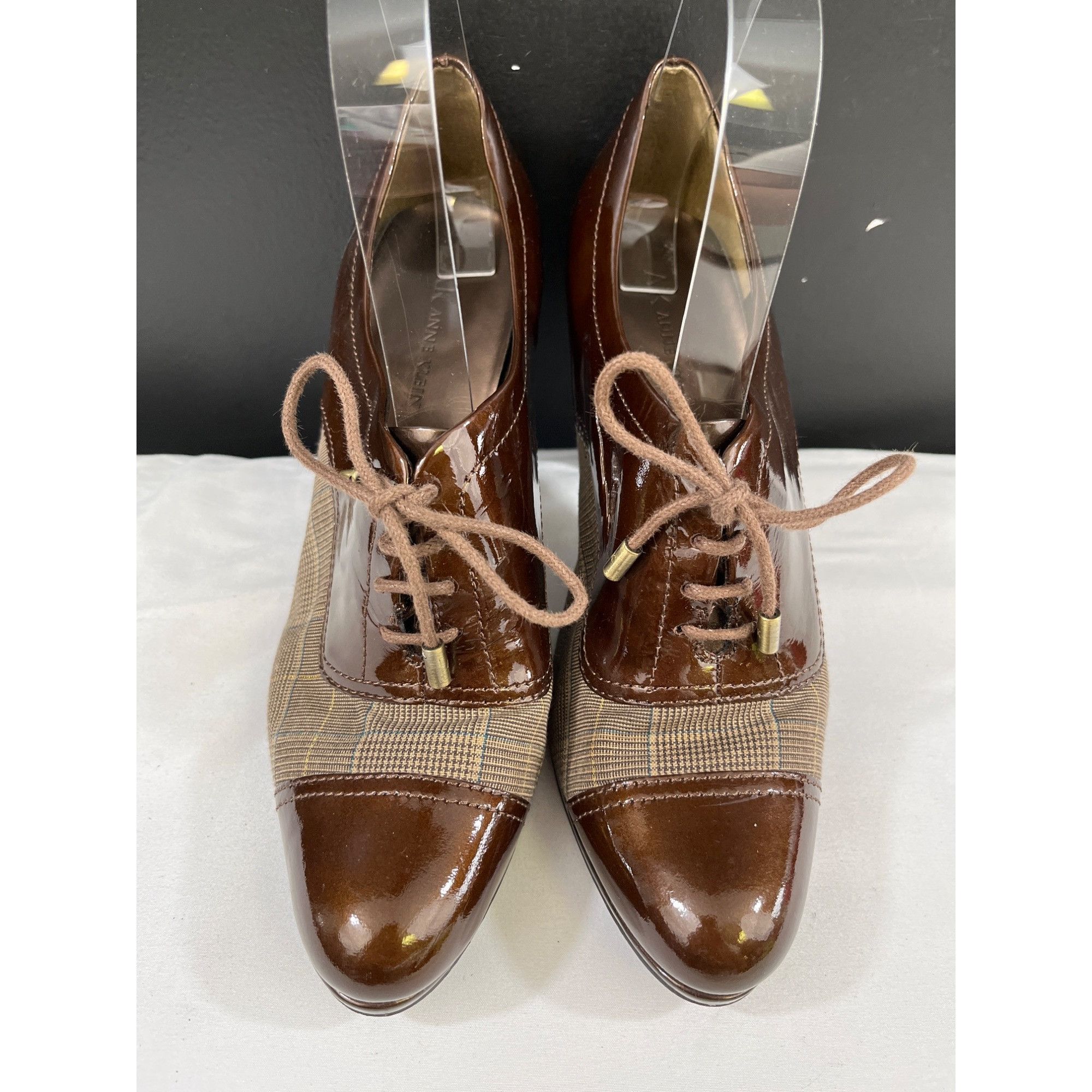 Anne Klein AK Anne Klein Women's Brown Leather Heeled Oxfords Size 8.5M Size US 8.5 / IT 38.5 - 2 Thumbnail