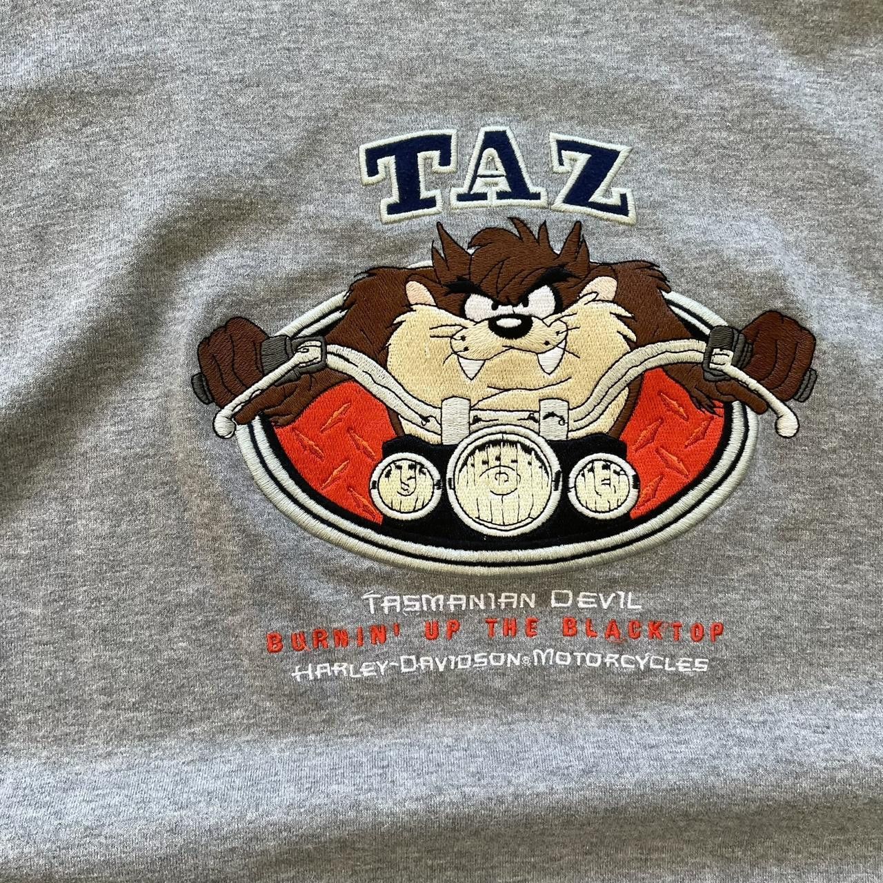 Warner Bros Vintage Y2K Looney Tunes Taz Harley Davidson Embroidered Tee Size US XXL / EU 58 / 5 - 2 Thumbnail