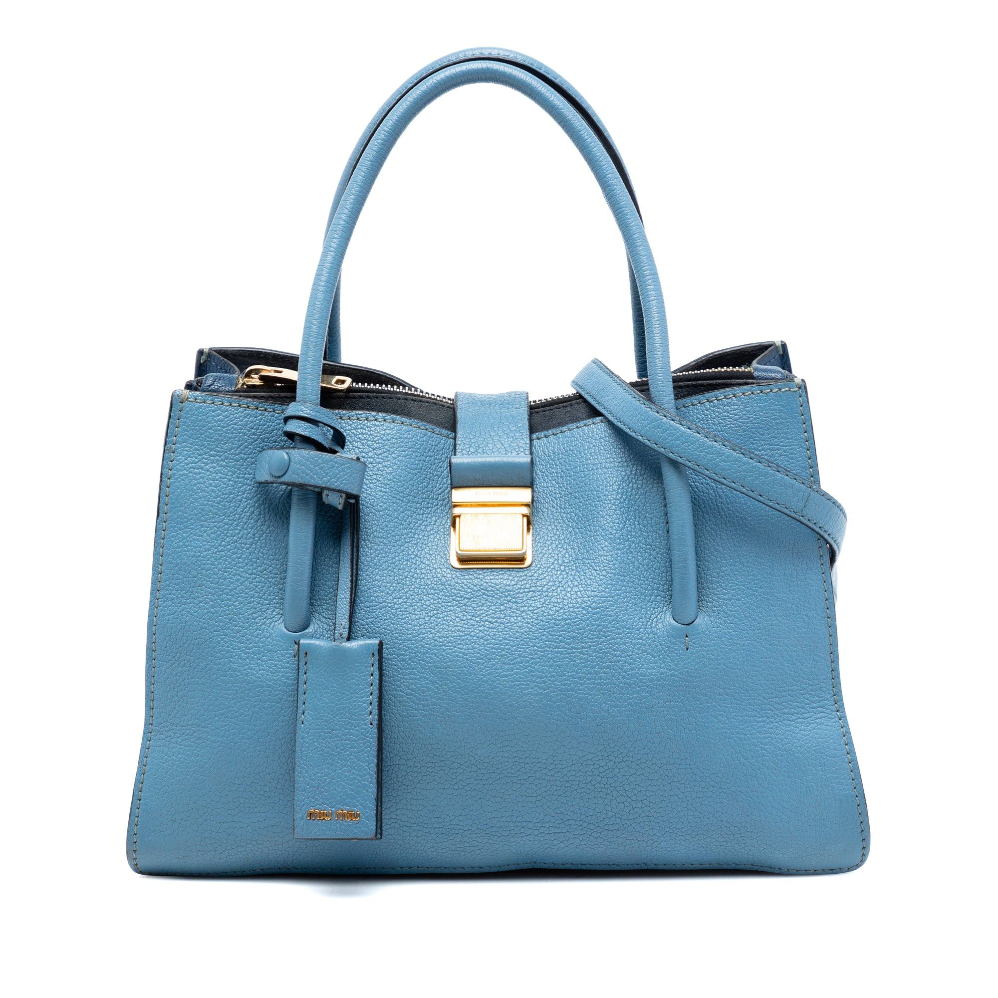 Miu Miu Goatskin Madras Push Lock Tote Size ONE SIZE - 1 Thumbnail