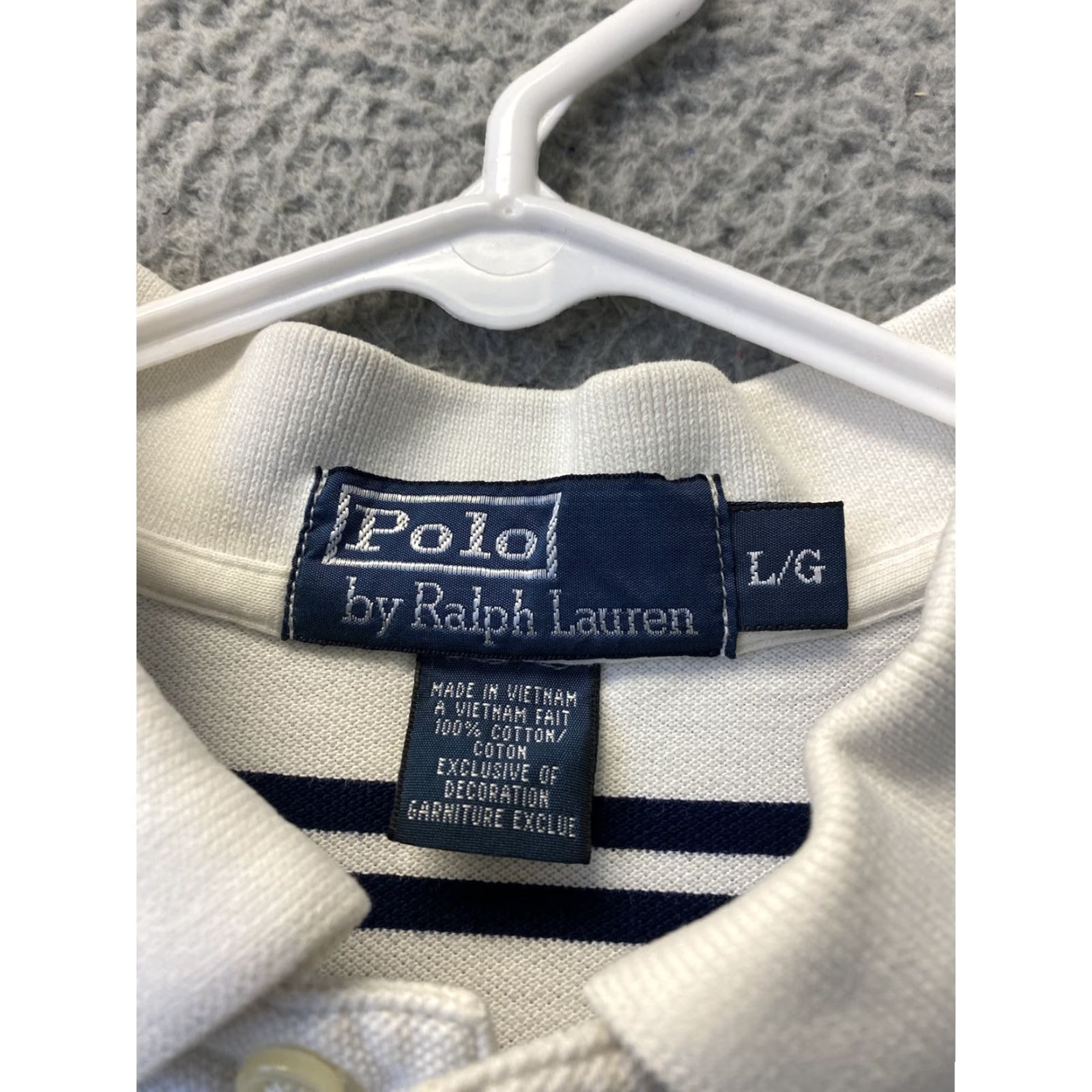 Polo Ralph Lauren VINTAGE Polo Ralph Lauren Polo Shirt Men L White Black Striped /108-27 Short Sleeve Polo Shirt Mens Large White Black Striped 90s Genre: Golf/Beac t Size US L / EU 52-54 / 3 - 7 Thumbnail