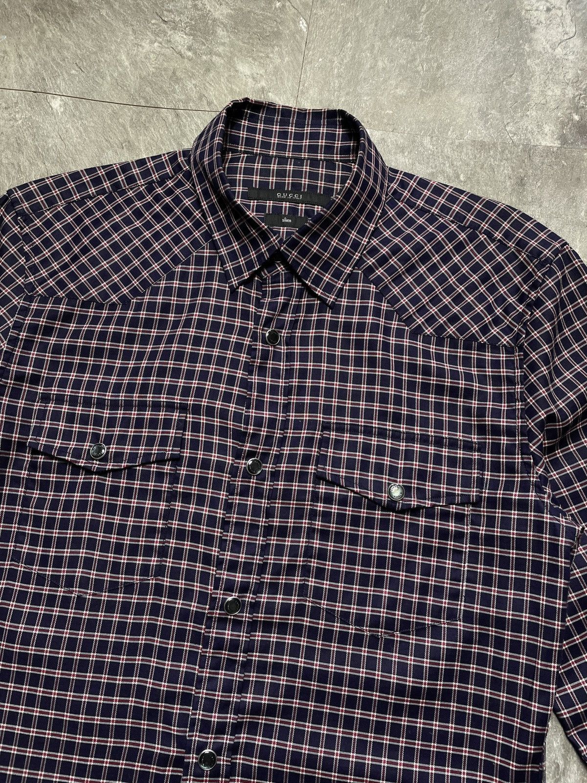 Gucci GUCCI 2011 Plaid Western Slim Fit Shirt Made In Italy Size S Size US S / EU 44-46 / 1 - 2 Thumbnail