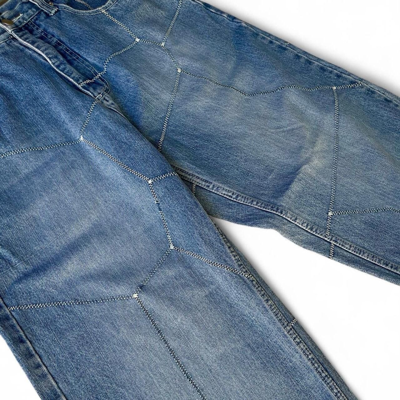 Other Vintage Koman Baggy Patchwork Stitch Jeans Size US 34 / EU 50 - 5 Thumbnail