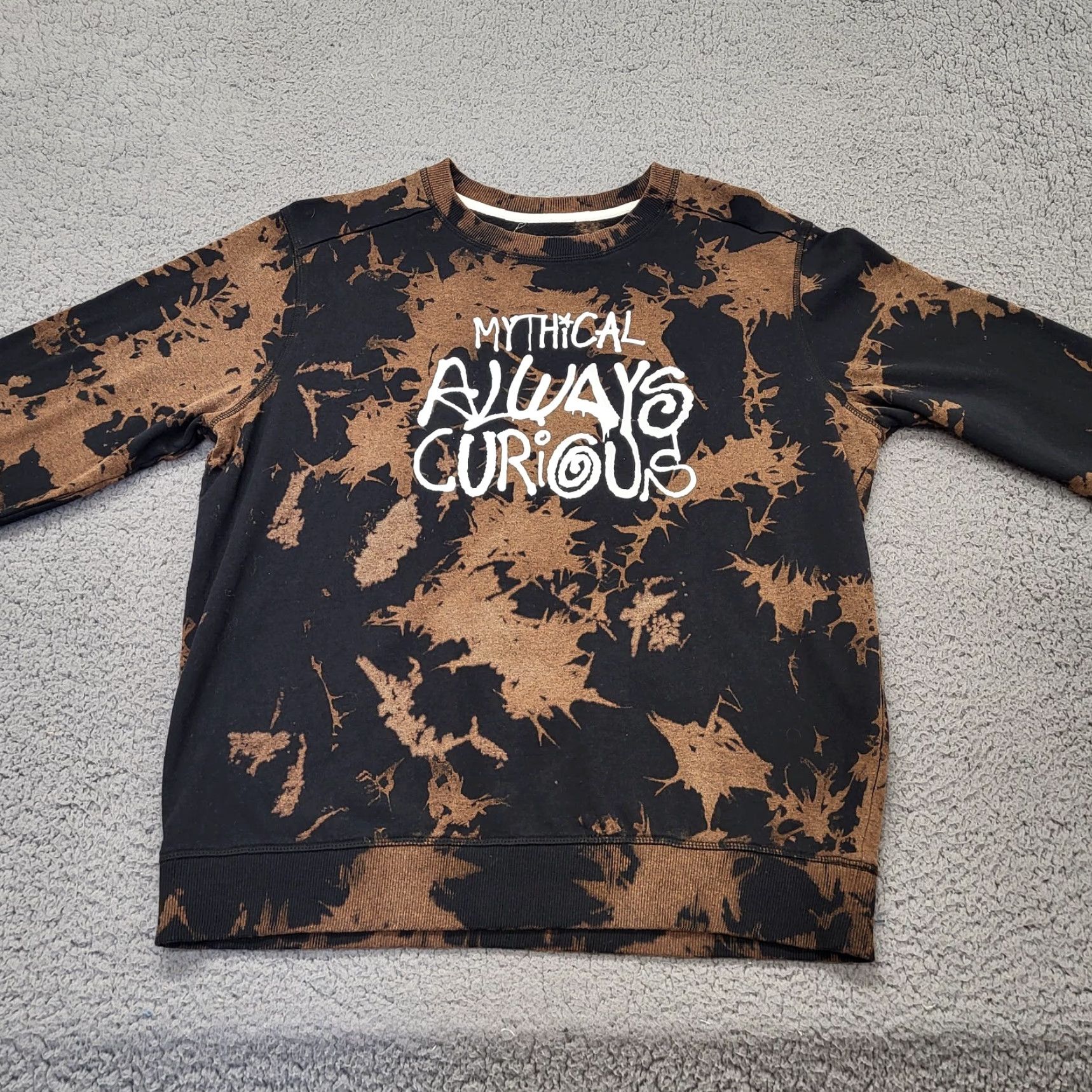 Vintage Mythical Always Curious Sweatshirt Mens Sz L Black & Brown Splatter Or Tie Dye Size US L / EU 52-54 / 3 - 4 Thumbnail