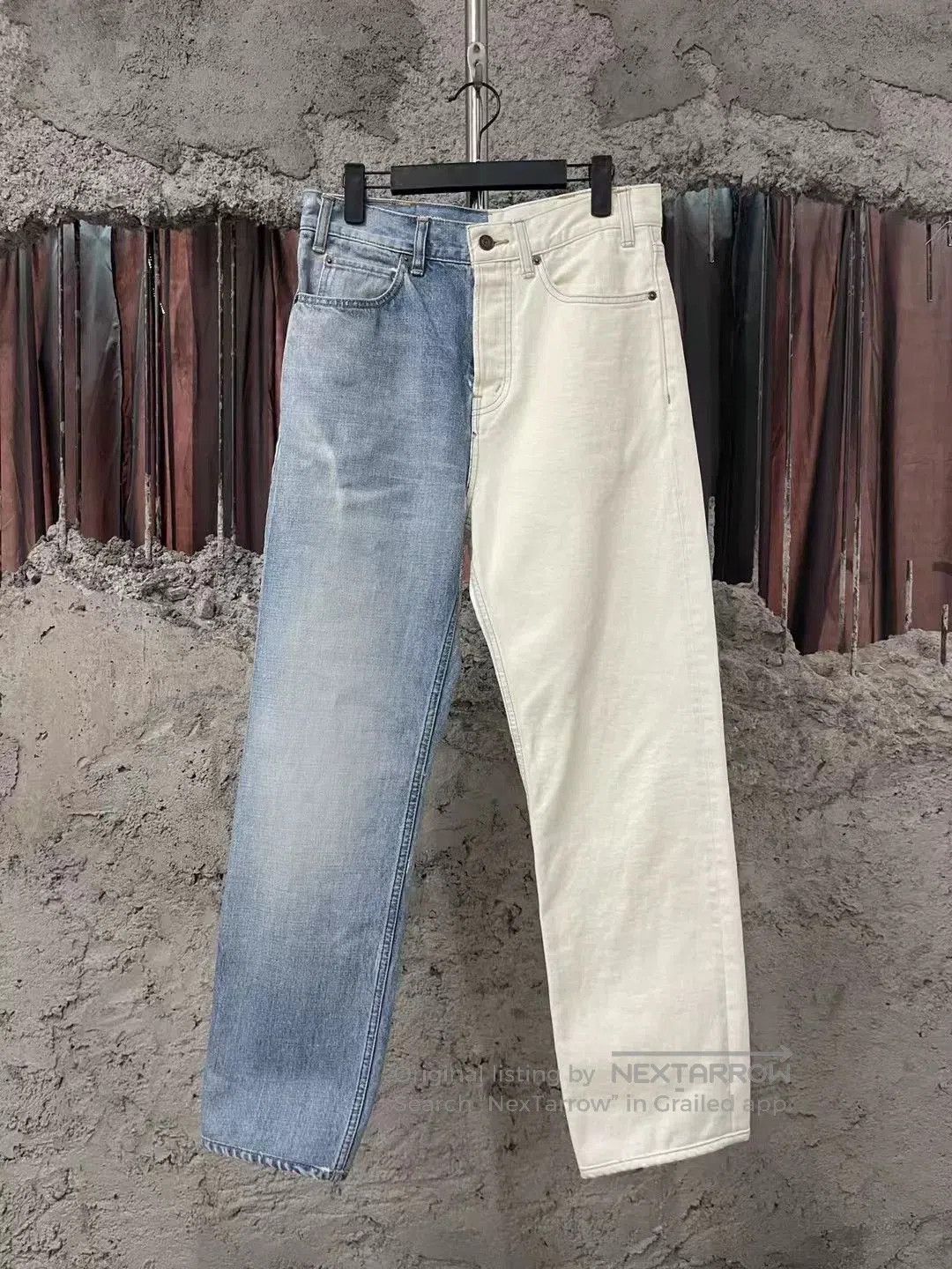 Celine Celine Blue White Patchwork Washed Jeans. Size 29" - 1 Thumbnail