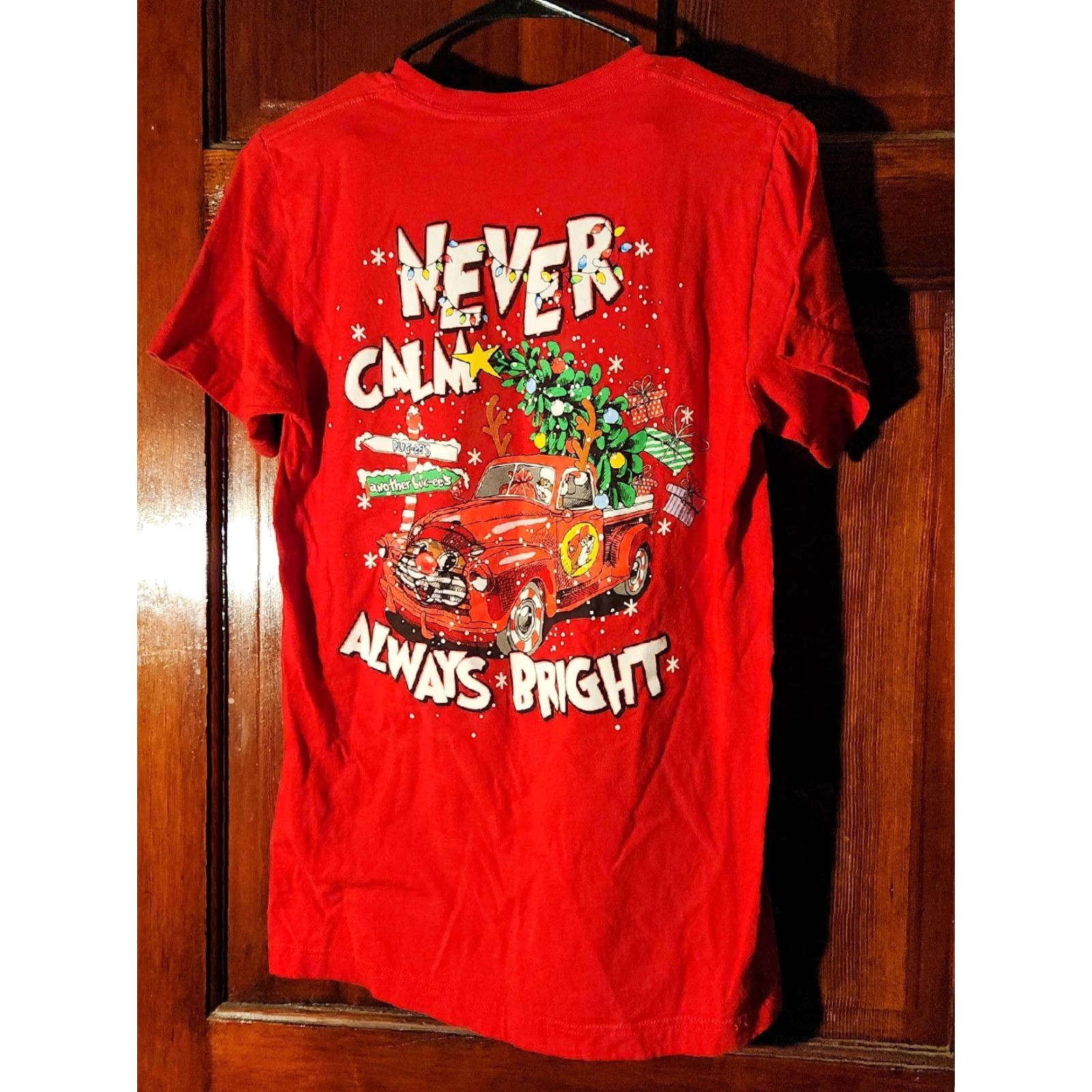 Vintage Buc-ees Christmas T-Shirt Red Small Size S Never Calm Always Bright Men Crew Neck Short Sleeve Size US S / EU 44-46 / 1 - 6 Thumbnail