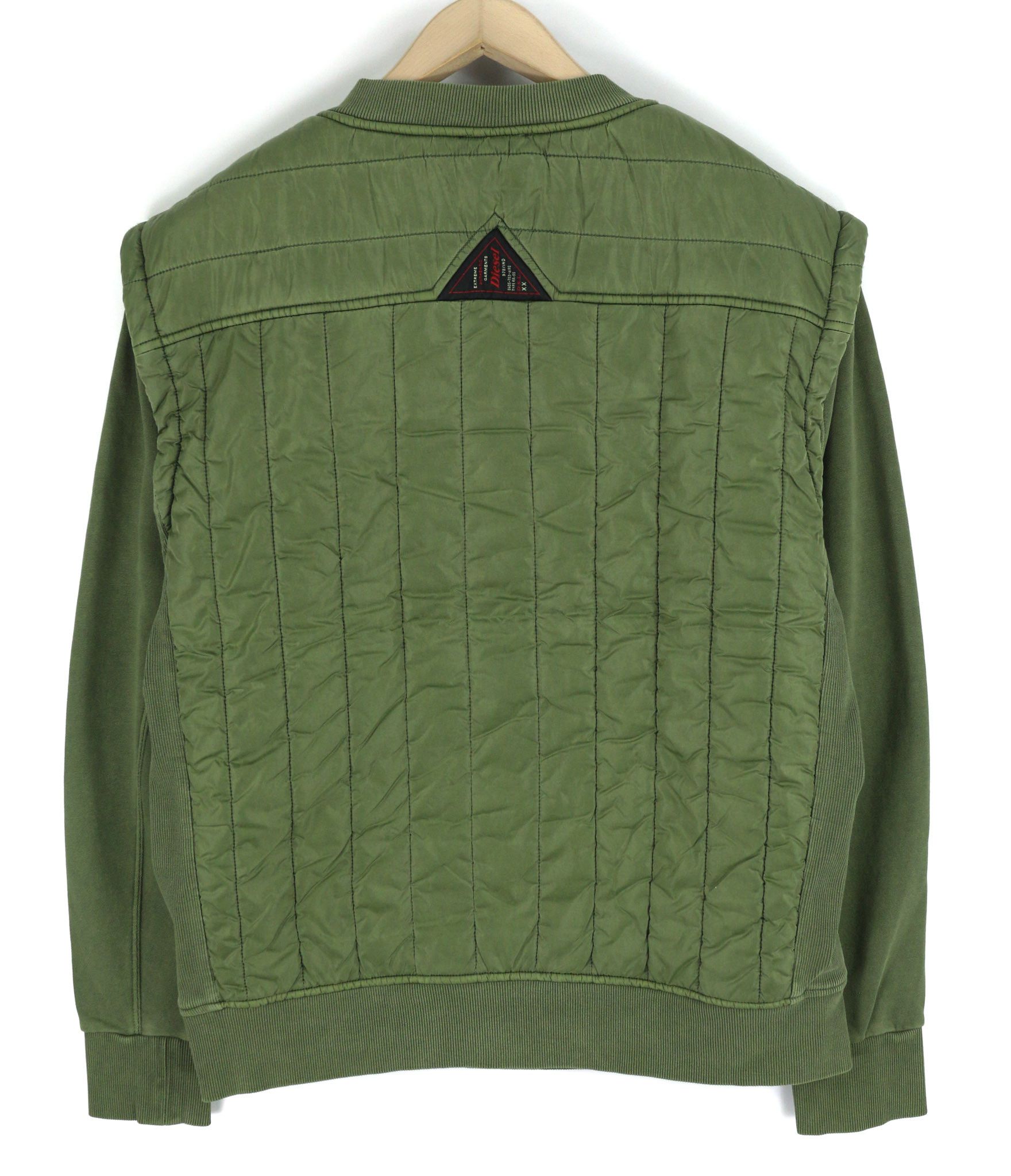 Diesel S-HOLTY L Green Quilted Crew Logo Sweatshirt 40122 Size US L / EU 52-54 / 3 - 2 Thumbnail