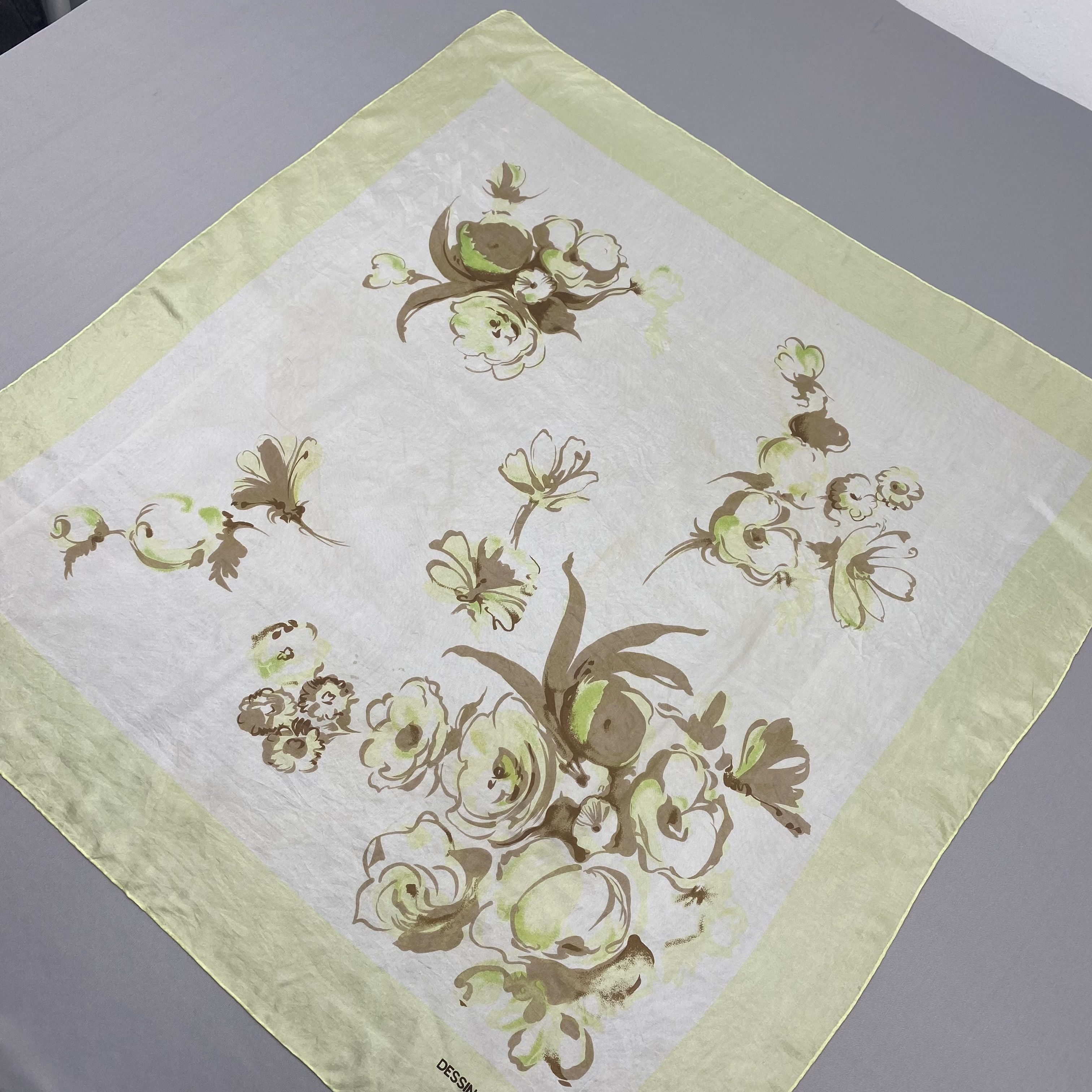 Japanese Brand Vintage Dessins Kanitz SILK Scarf Twill Stole Wraps Scarves Size ONE SIZE - 4 Thumbnail