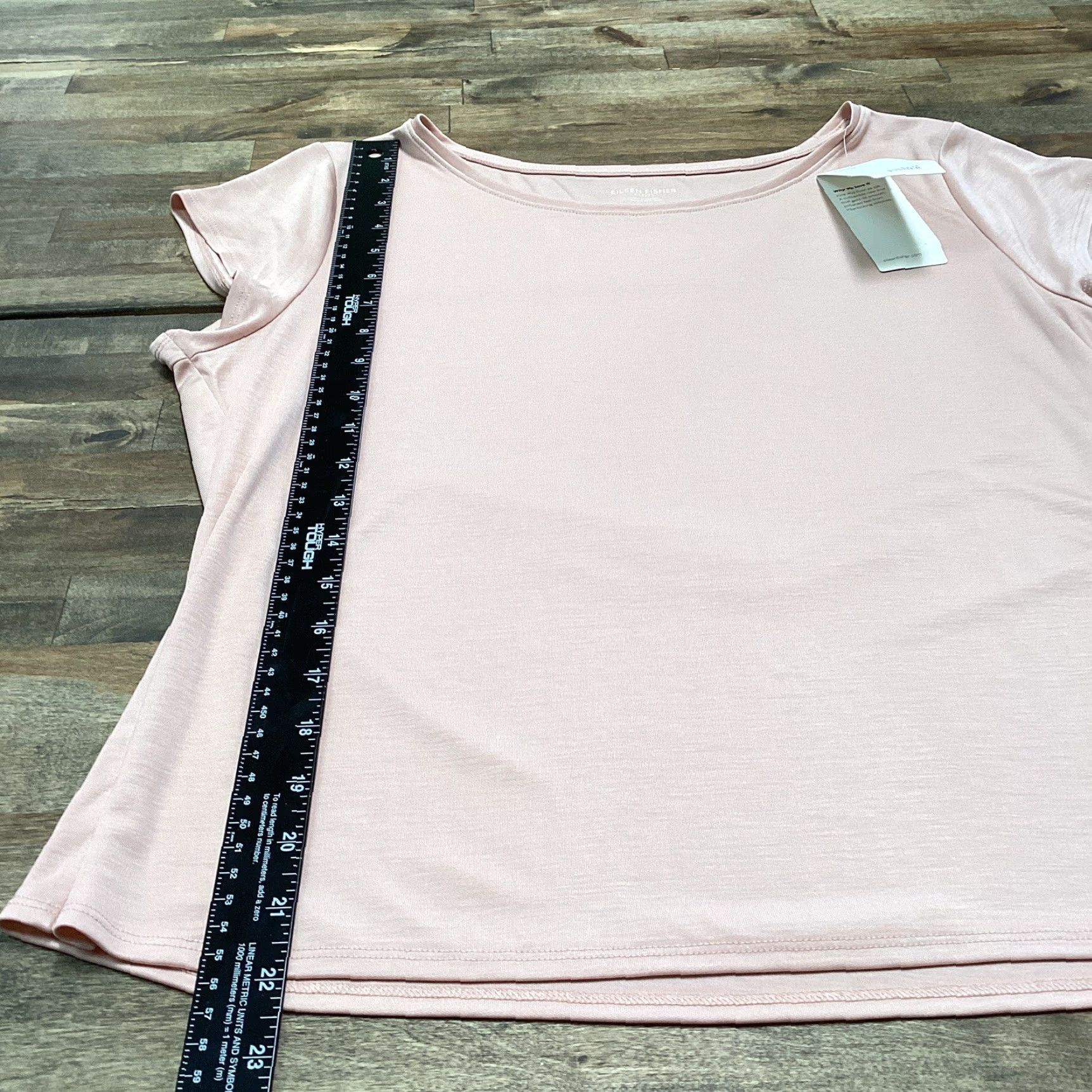 Eileen Fisher Eileen Fisher Top Women PL Powder Pink Tencel Interlock Scoop Neck Cap Sleeve T Size L / US 10 / IT 46 - 6 Thumbnail