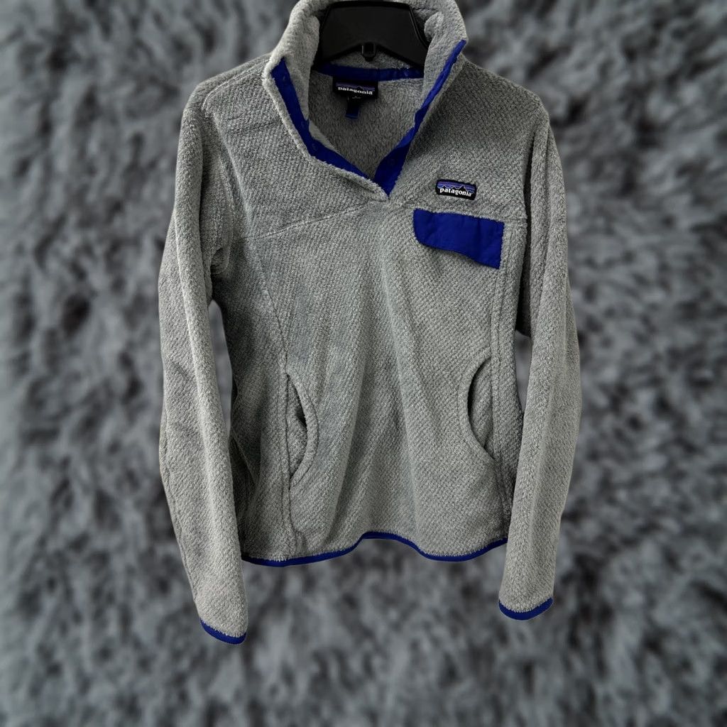 Patagonia Patagonia Re-Tool Pullover Jacket Womens Small Gray Blue Snap Polartec 25442 FA16 Size S / US 4 / IT 40 - 1 Thumbnail
