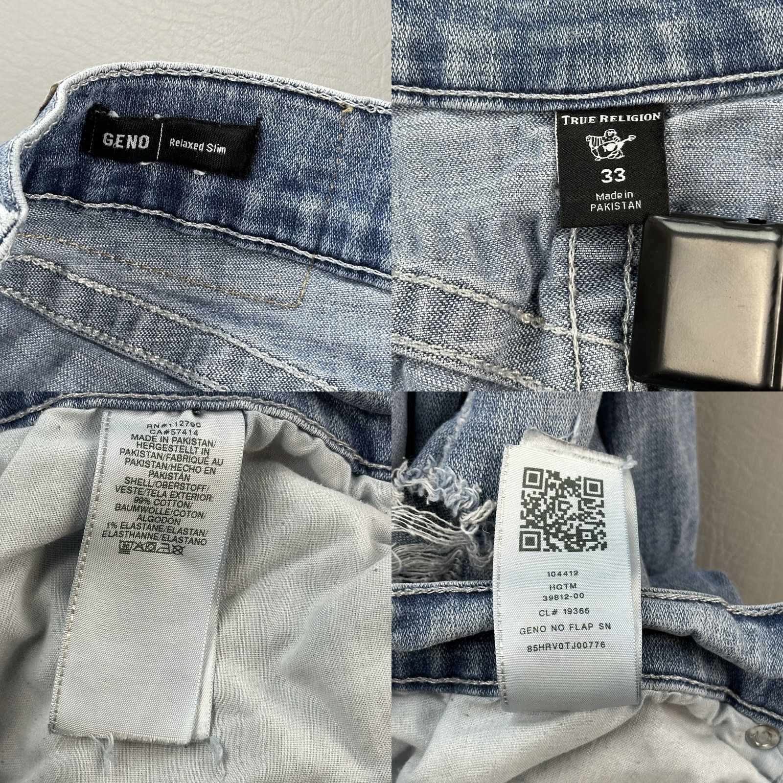 True Religion True Religion Jeans Mens 33x32 Geno Relaxed Slim Distressed Stretch Casual Jeans Size US 33 - 8 Thumbnail