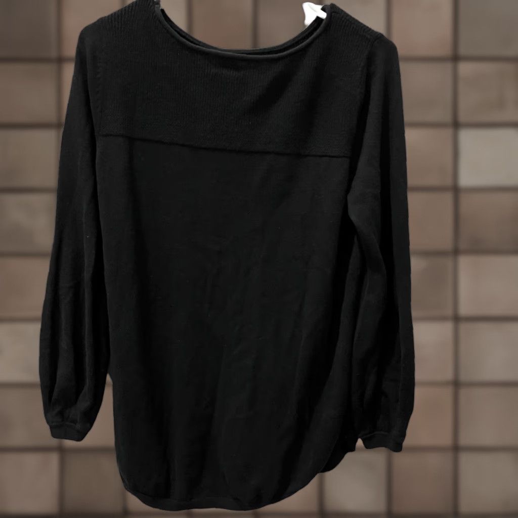 Vintage Caslon Women’s Sweater Pullover Size M Black Casual Long Sleeve Scoop Neck Cotton Nylon Viscose Regular - Womens Size M / US 6-8 / IT 42-44 - 1 Thumbnail