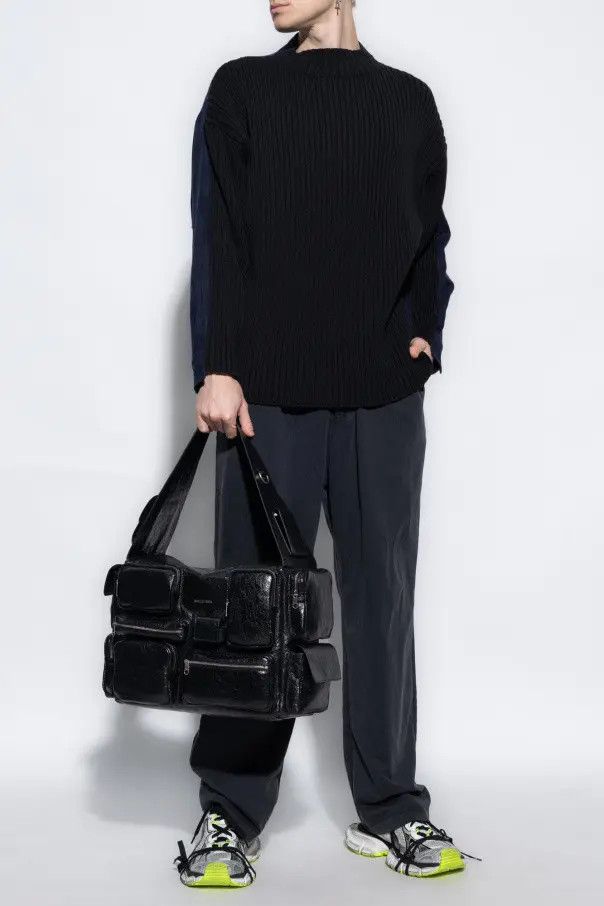 Balenciaga o1mt1gz1224 Hybrid Shirt Sweater in Black Size US M / EU 48-50 / 2 - 2 Thumbnail