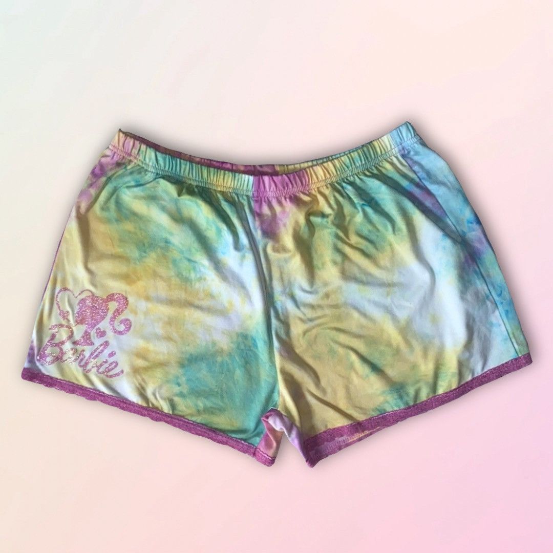 Vintage Retro, Pastel Tie Dye, Sparkle Barbie, Lounge/Sleep Shorts Size 28" / US 6 / IT 42 - 1 Thumbnail