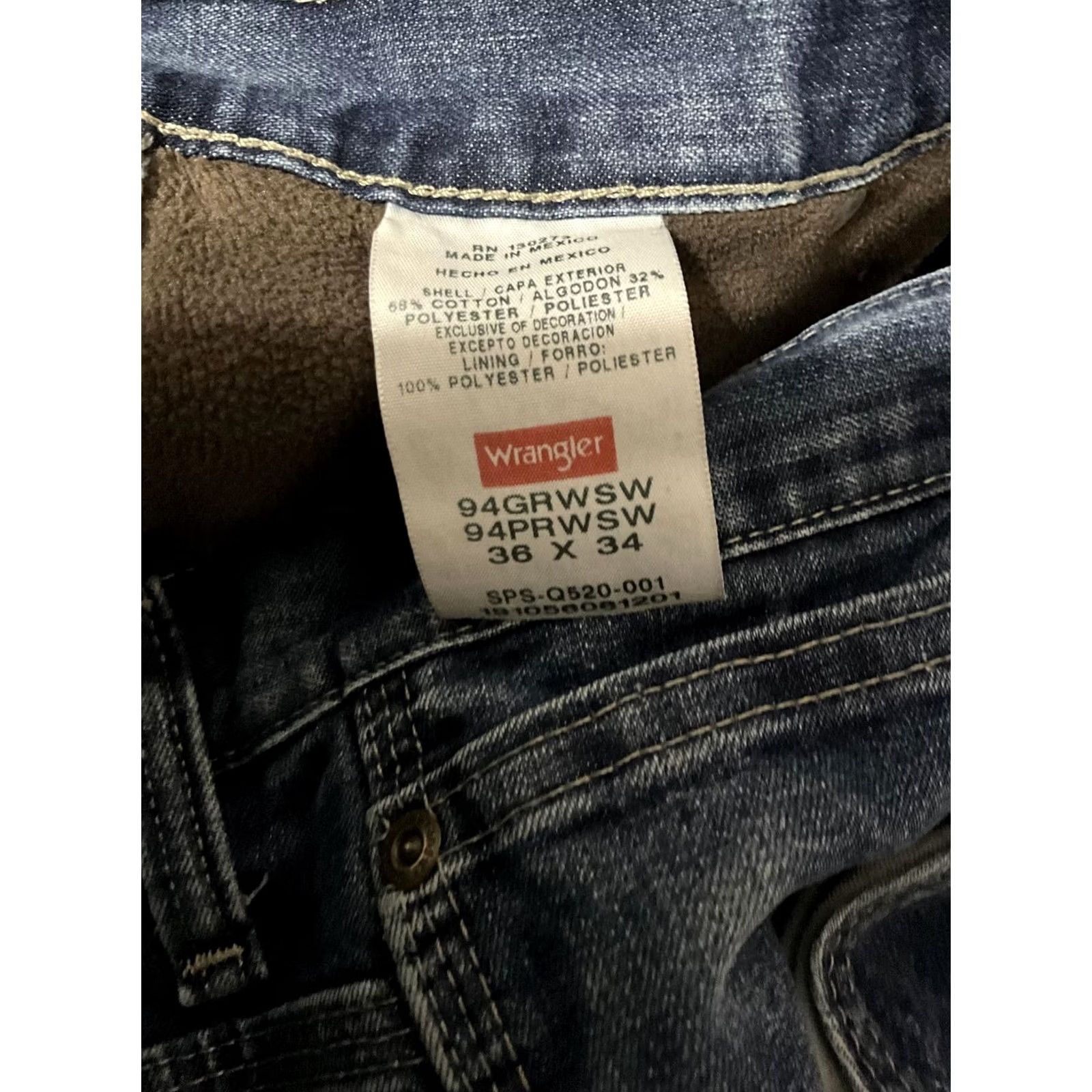 Wrangler Wrangler Jeans Denim Men 36x34 Button Waist 36 Inseam 34 Cotton Blend Regular Dark Blue Casual Vintage: No Size US 36 / EU 52 - 3 Thumbnail