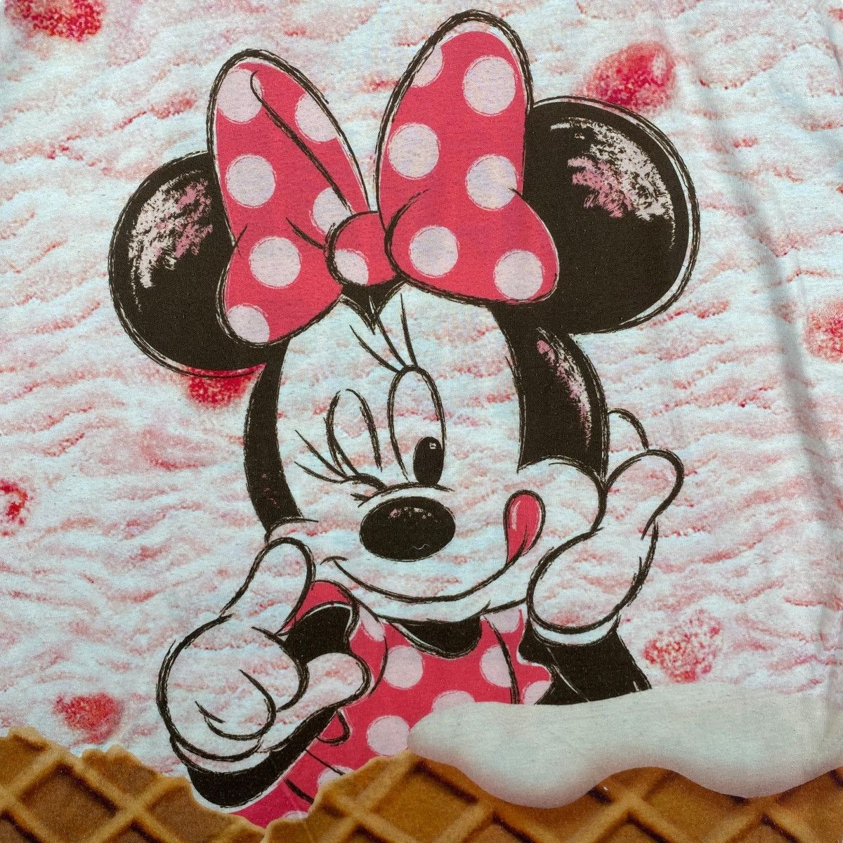Disney Vintage MINNIE MOUSE Ice Cream Sweet Strawberry Tee Shirt Size L / US 10 / IT 46 - 2 Thumbnail