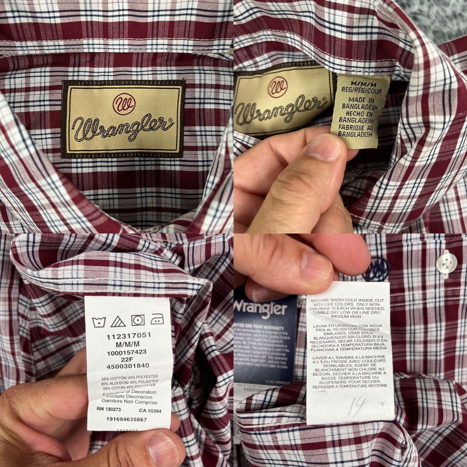 Wrangler Wrangler Shirt Mens Medium Red Plaid Western Button-Up Classic Rodeo Style Size US M / EU 48-50 / 2 - 10 Thumbnail