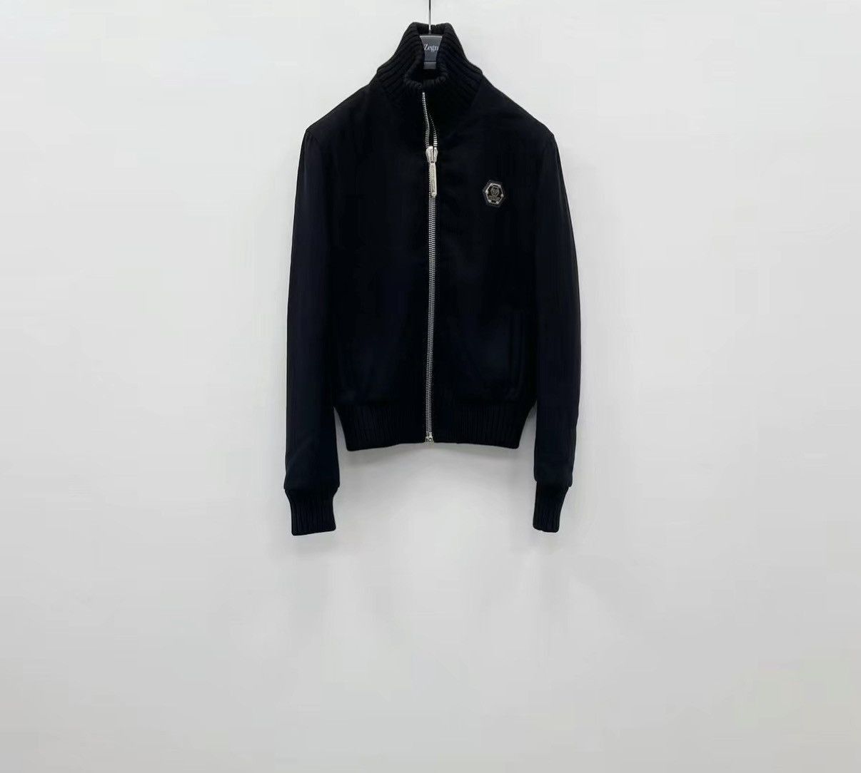 Philipp Plein Black Zip-Front Bomber Jacket with Emblem Size US L / EU 52-54 / 3 - 1 Thumbnail