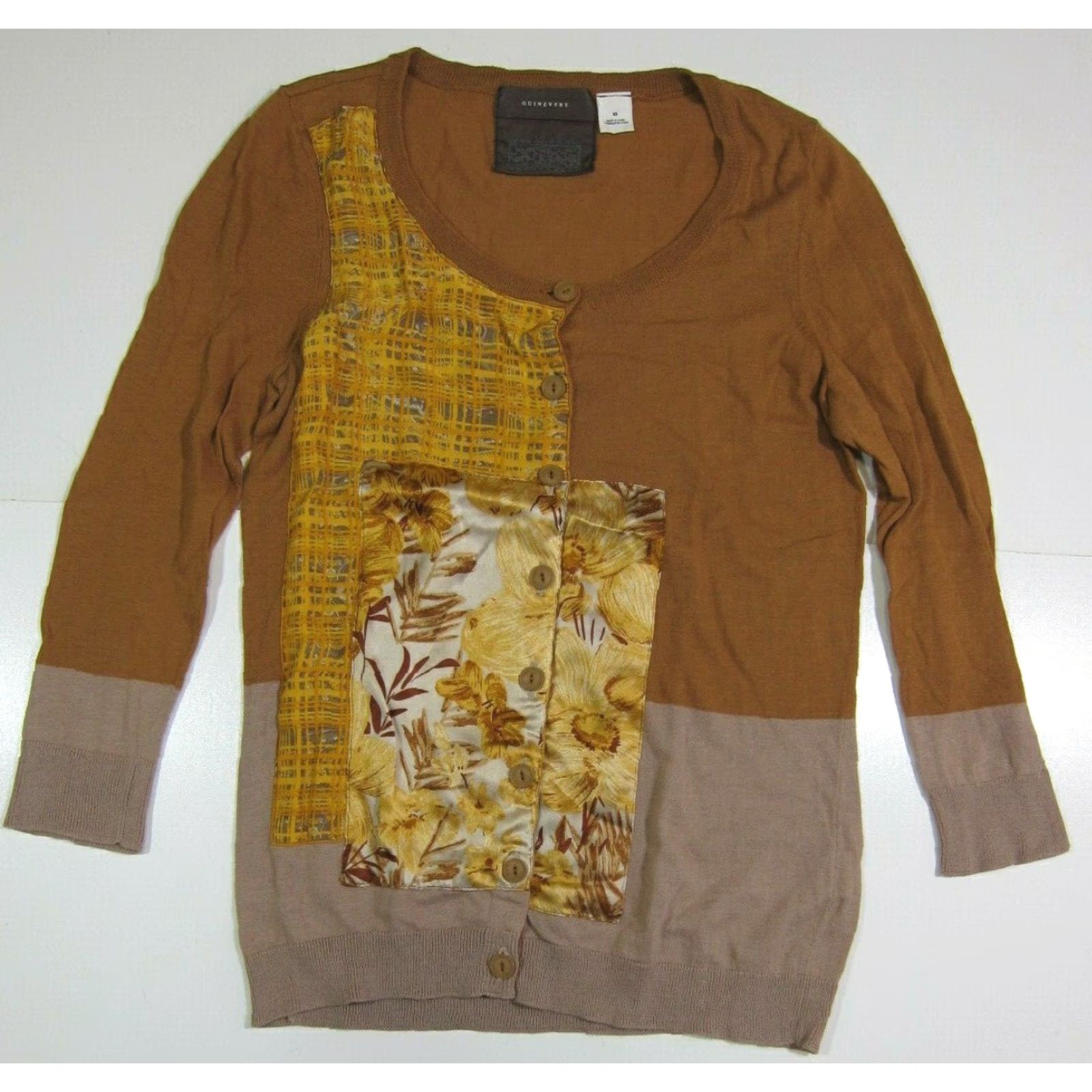 Vintage Guinevere 100% Silk Brown Floral Lightweight Cardigan Sweater Women XS Size XS / US 0-2 / IT 36-38 - 5 Thumbnail
