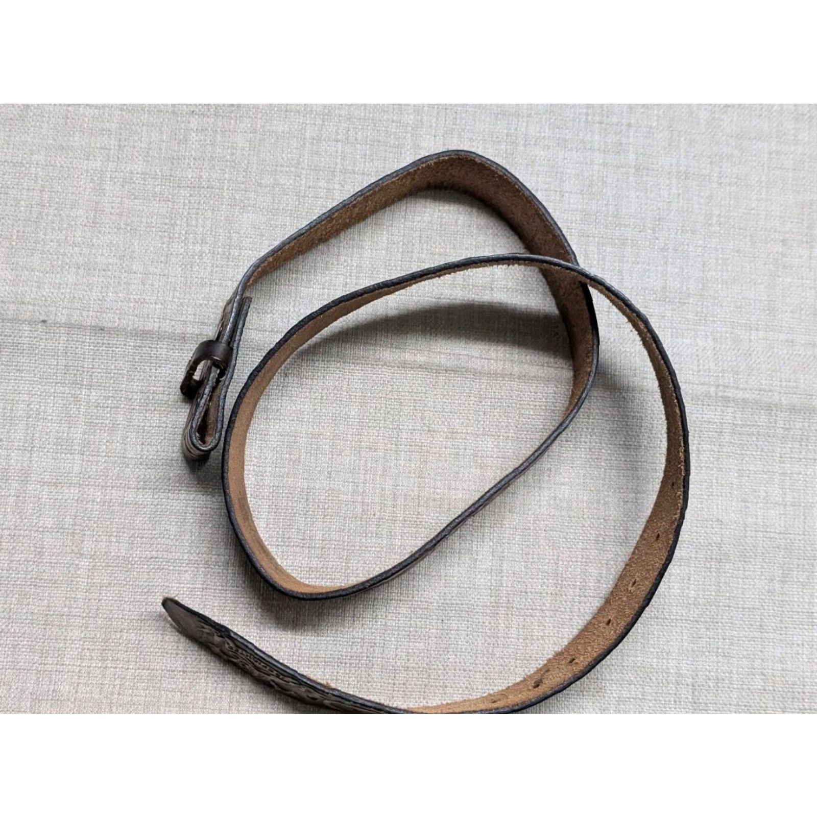 Vintage VINTAGE handcrafted USA made FIREFIGHTER leather Western belt 40 brown 1-1/2" belt Western Mens Fire Department pattern 40/42 decade Size 40 - 5 Thumbnail