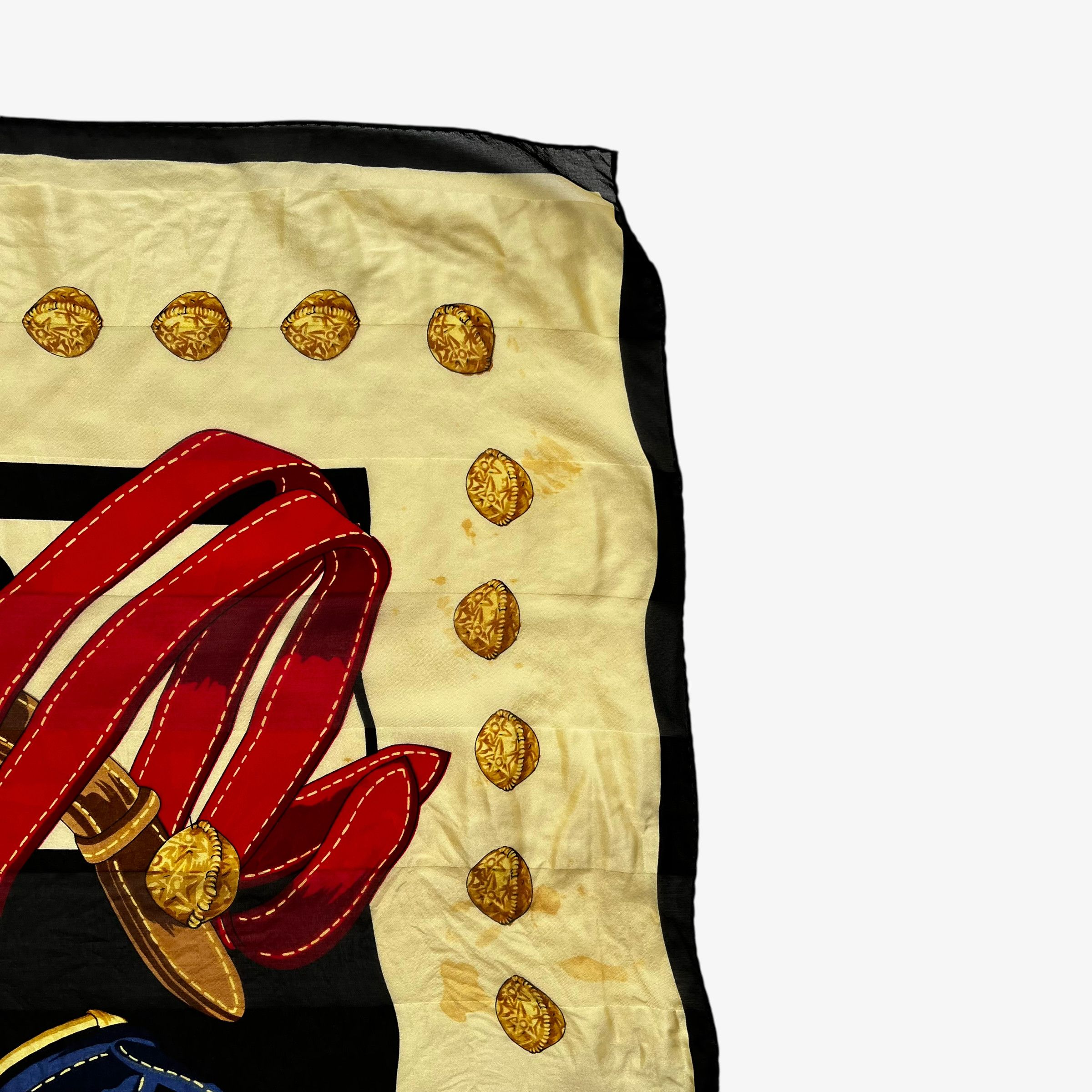 Paolo Gucci Vintage 80s Paolo Gucci Equestrian Buckle Print Silk Scarf Size ONE SIZE - 5 Thumbnail