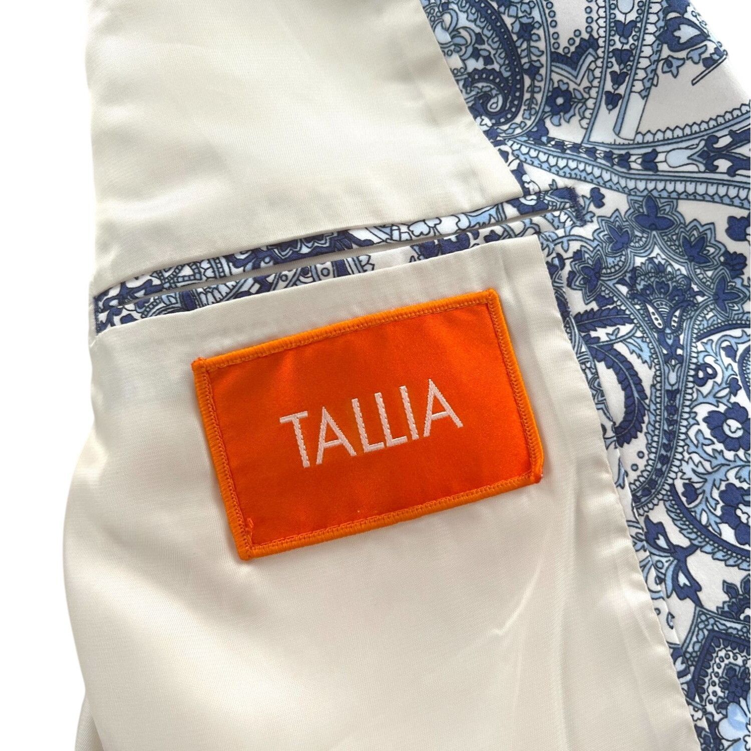 Tallia Tallia Blue/White Paisley Dual-Vented Sportcoat Size 40R - 5 Thumbnail