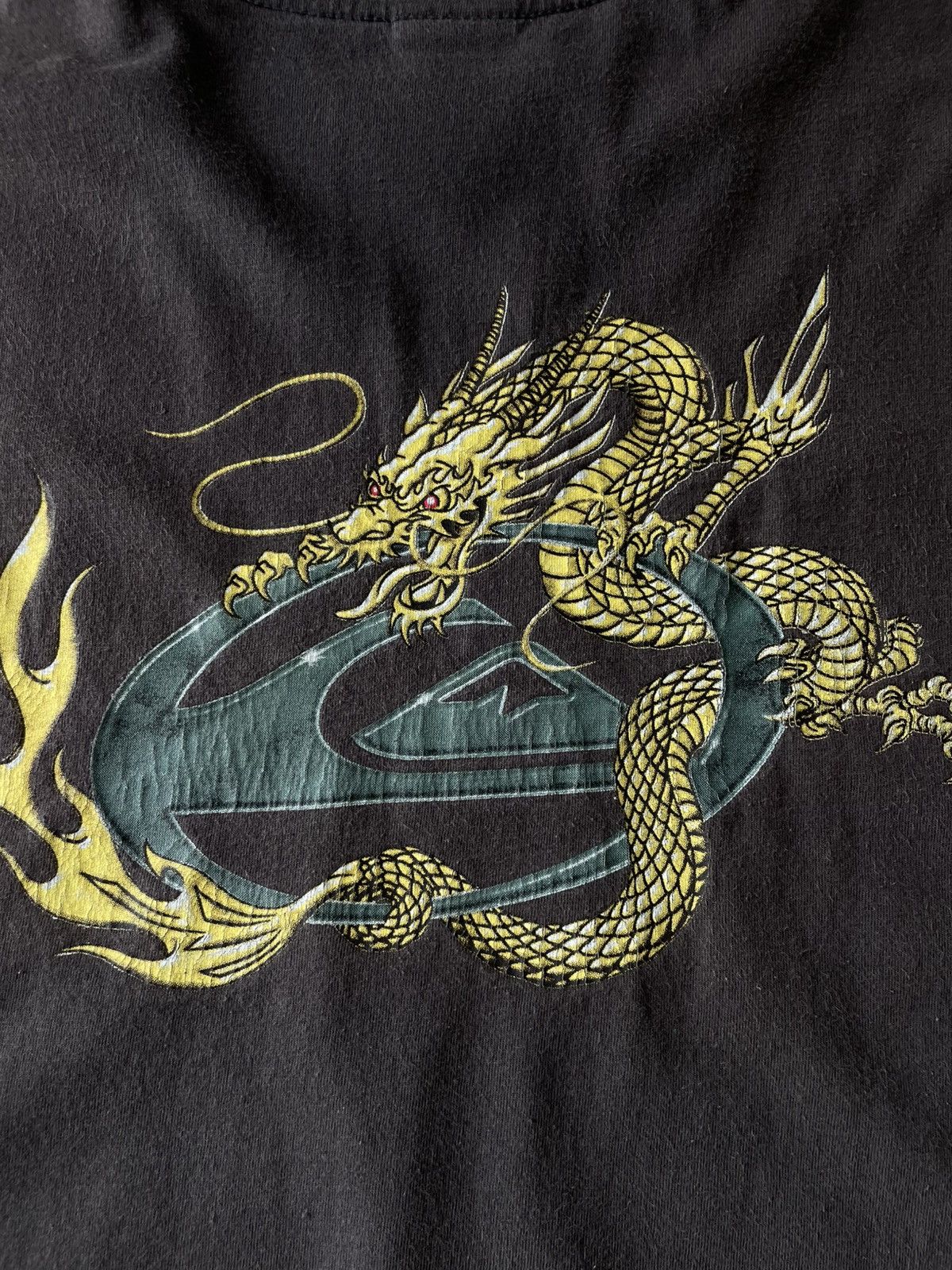 Quiksilver Vintage 1990's Quiksilver Gold Dragon T-Shirt Brown Surfwear Size US L / EU 52-54 / 3 - 6 Thumbnail
