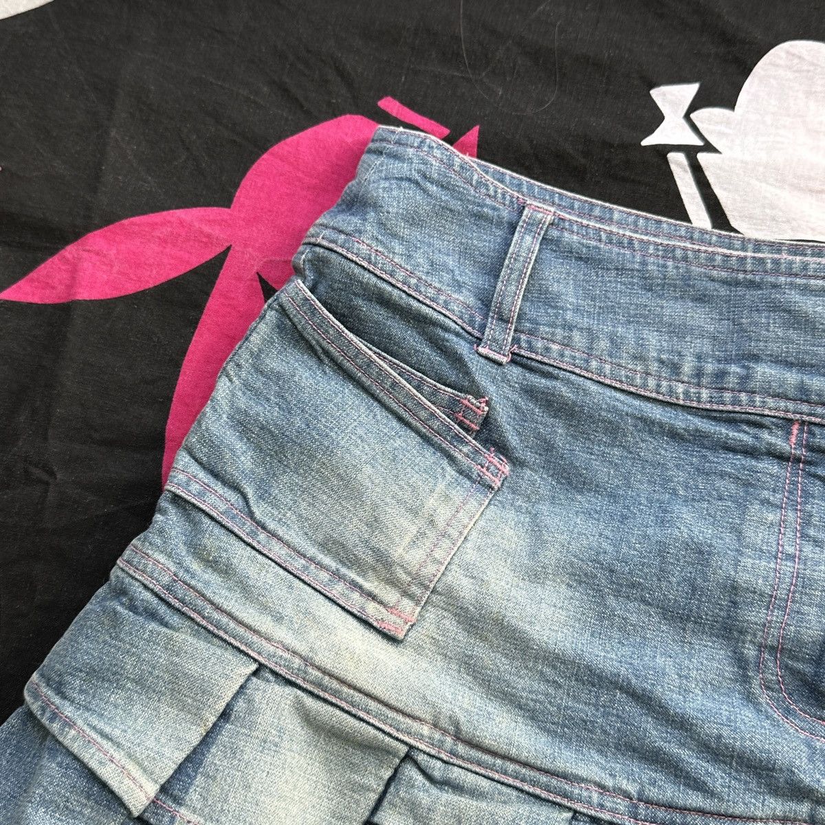 Beauty Beast × Japanese Brand Vintage Micro Mini Pleated Denim Contrast Stitching Skirt Size 34" / US 12 / IT 48 - 6 Thumbnail
