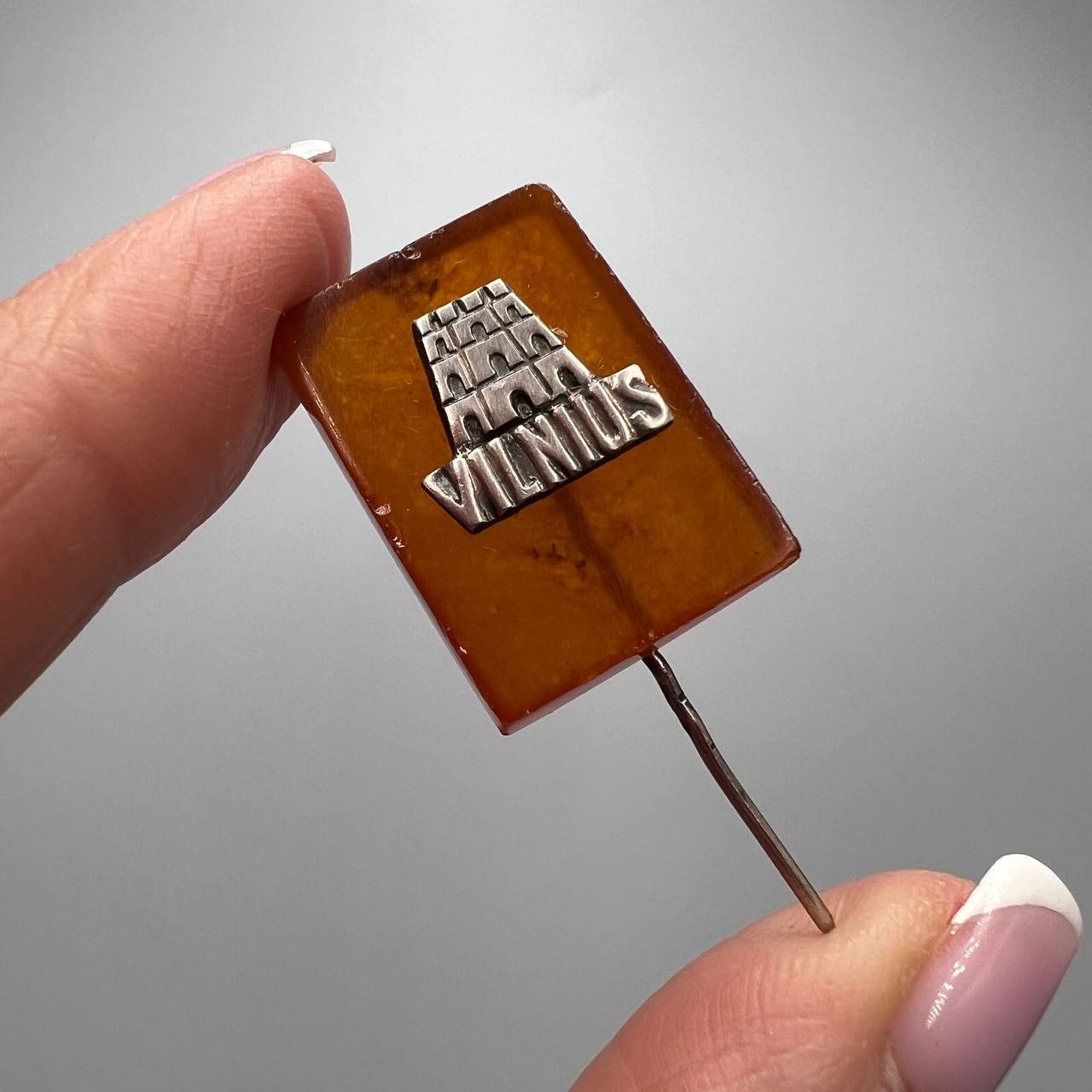 Vintage Vintage USSR Baltic Amber Hat Pin Vilnius Lithuania Brooch Size ONE SIZE - 2 Thumbnail