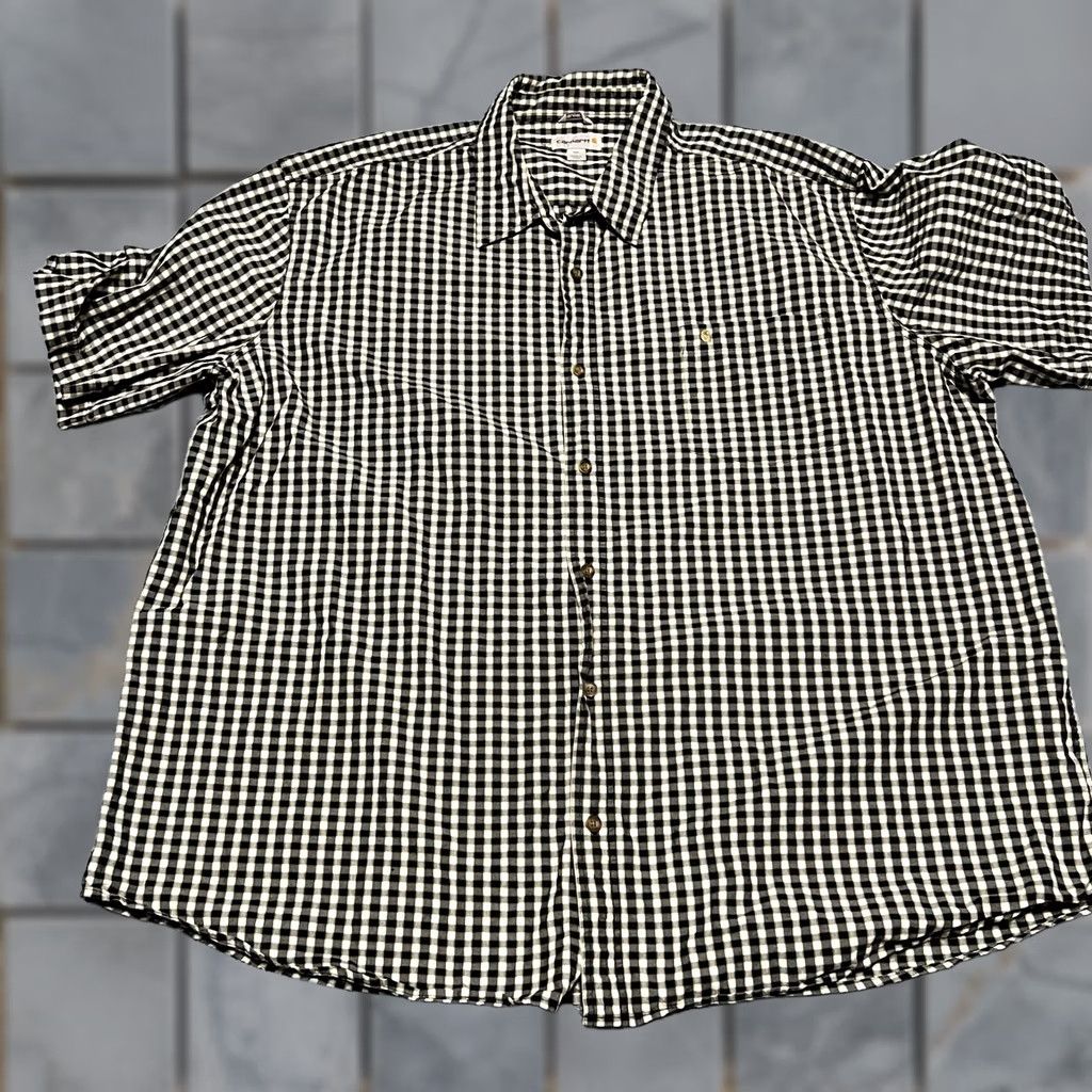 Carhartt Carhartt Shirt Mens 4XL Plaid Sleeve Button Short Sleeve Work Black 4XL Mens Size US XXL / EU 58 / 5 - 1 Thumbnail