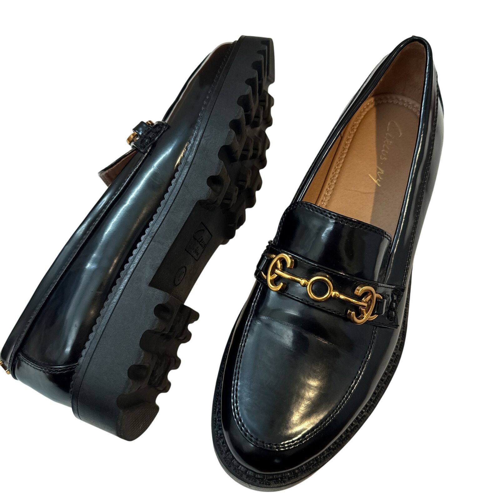 Sam Edelman Circus NY by Sam Edelman Deana Lug Sole Loafers Black Patent Size US 10 / IT 40 - 1 Thumbnail