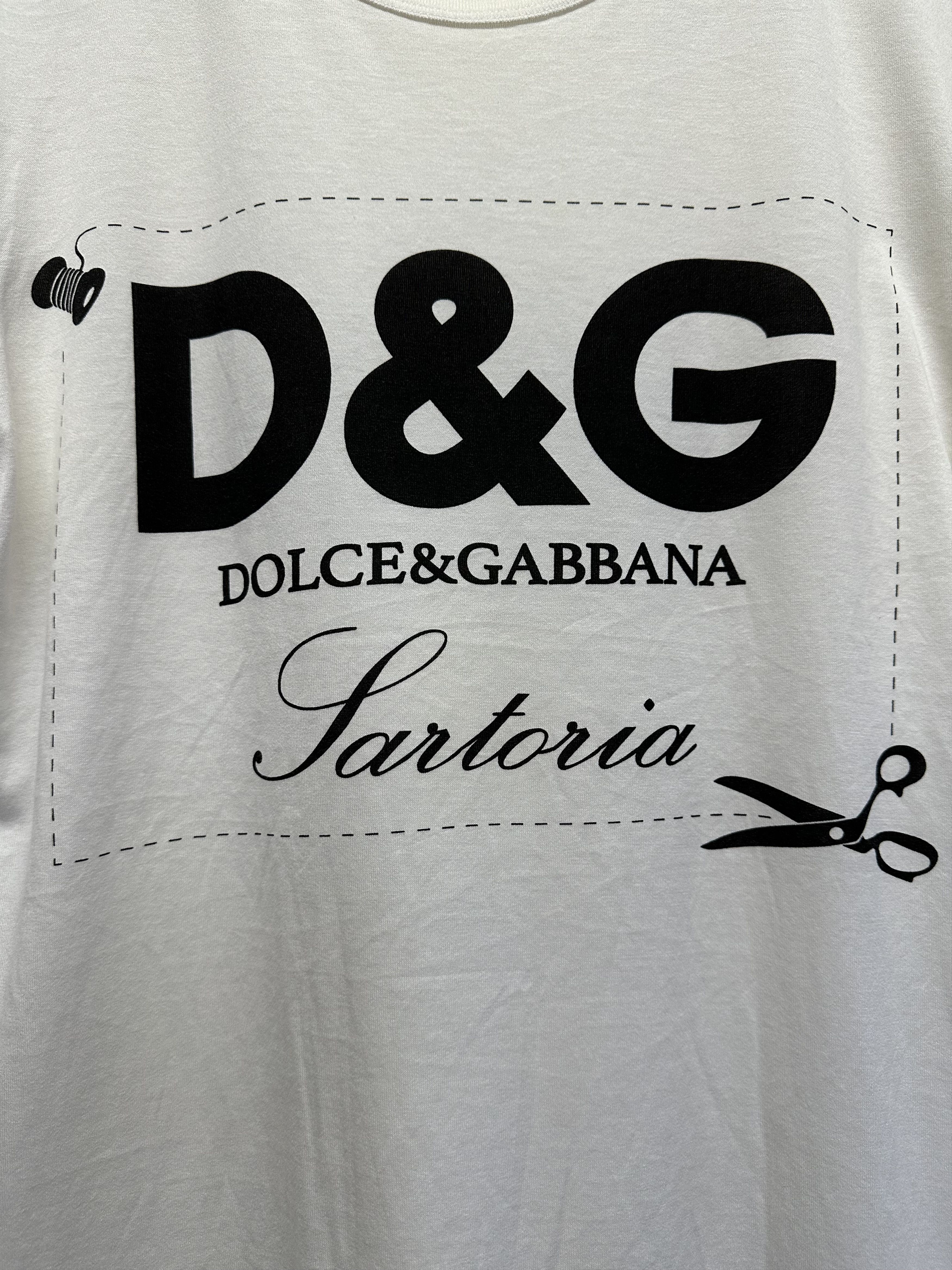 Dolce & Gabbana D&G Dolce & Gabbana Sartoria White Print Tee Size US S / EU 44-46 / 1 - 3 Thumbnail