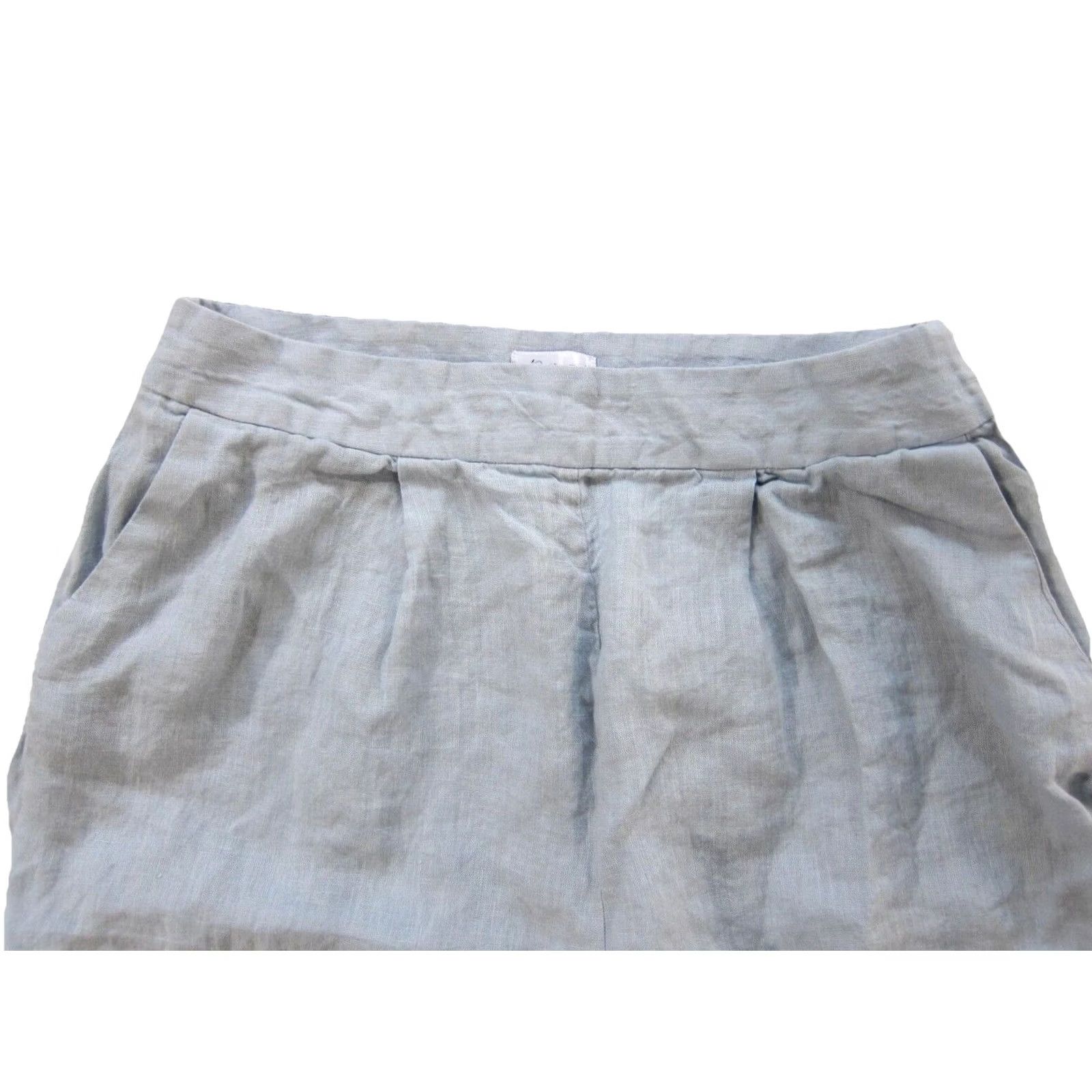 Vintage Revert Apparel 100% Linen Pastel Blue Wide Leg High Rise Pocket Pant Women L Size 36" / US 14 / IT 50 - 3 Thumbnail