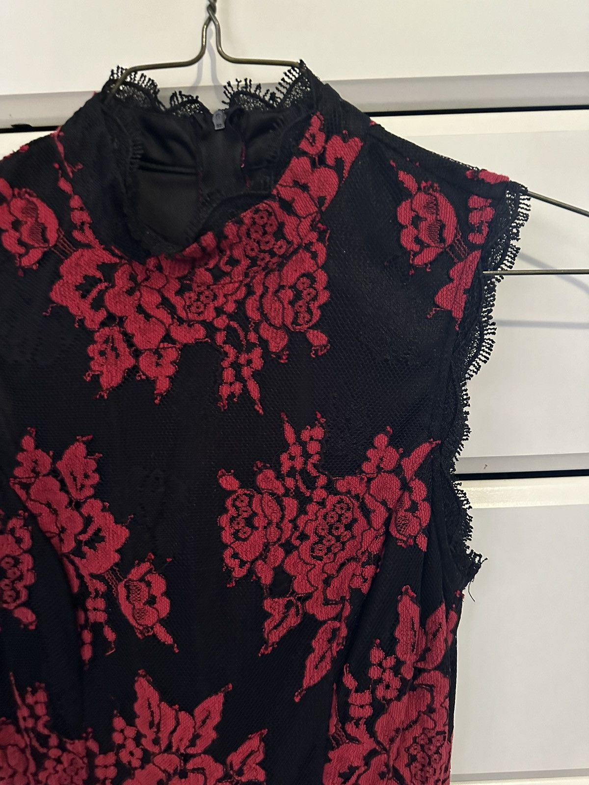 Vintage Red Black Lace dress Size S / US 4 / IT 40 - 6 Thumbnail