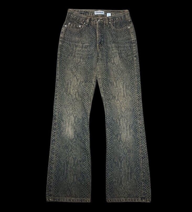 Vintage FLARED⚡️⚡️PRINTED SNAKE SKIN MOTIVE RUSTY DENIM BY LONDON JEAN Size US 28 / EU 44 - 1 Thumbnail