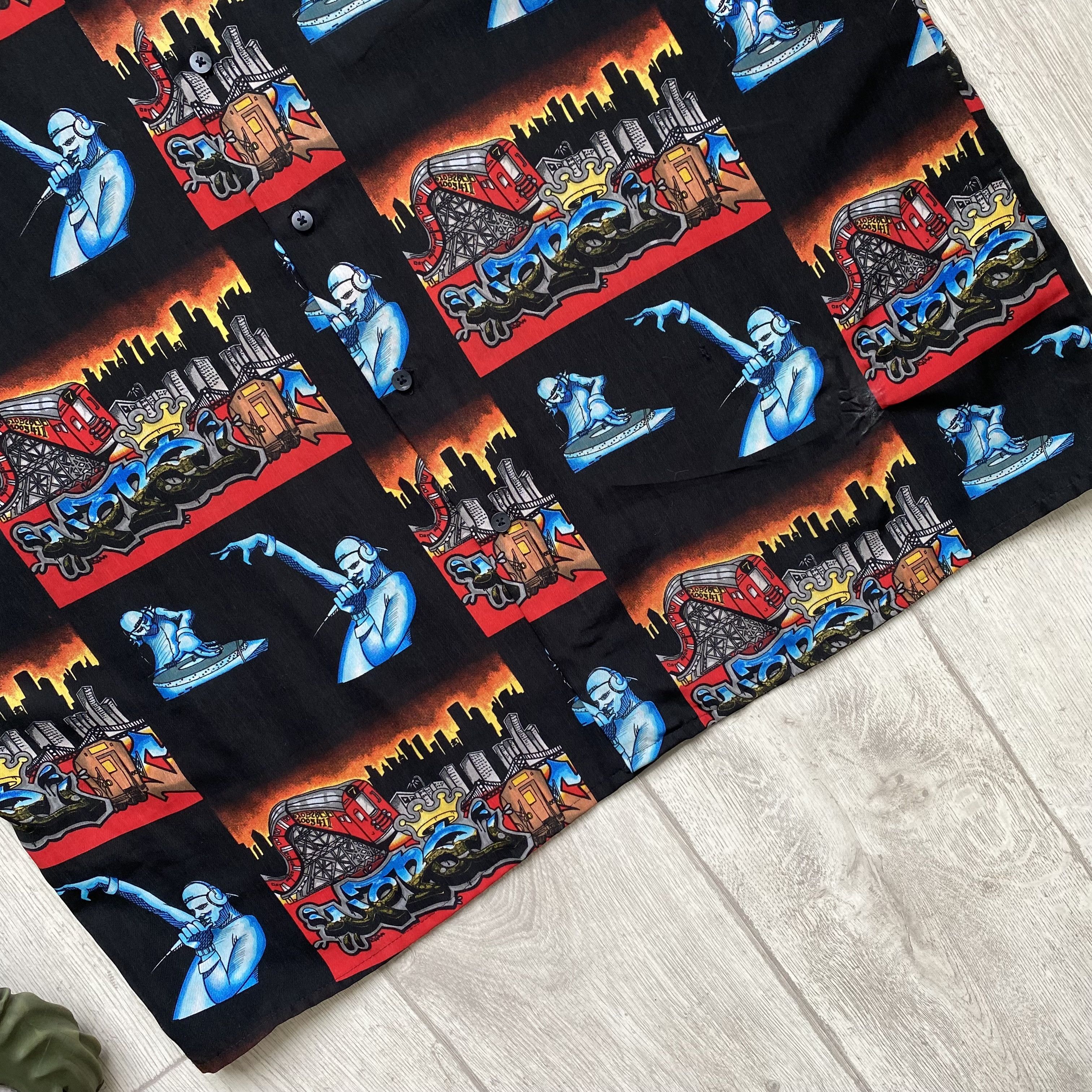 Rap Tees 🎙️Vintage 90s Crazy Shirt Japanese Hip Hop Rap hawaiian Size US XXL / EU 58 / 5 - 3 Thumbnail