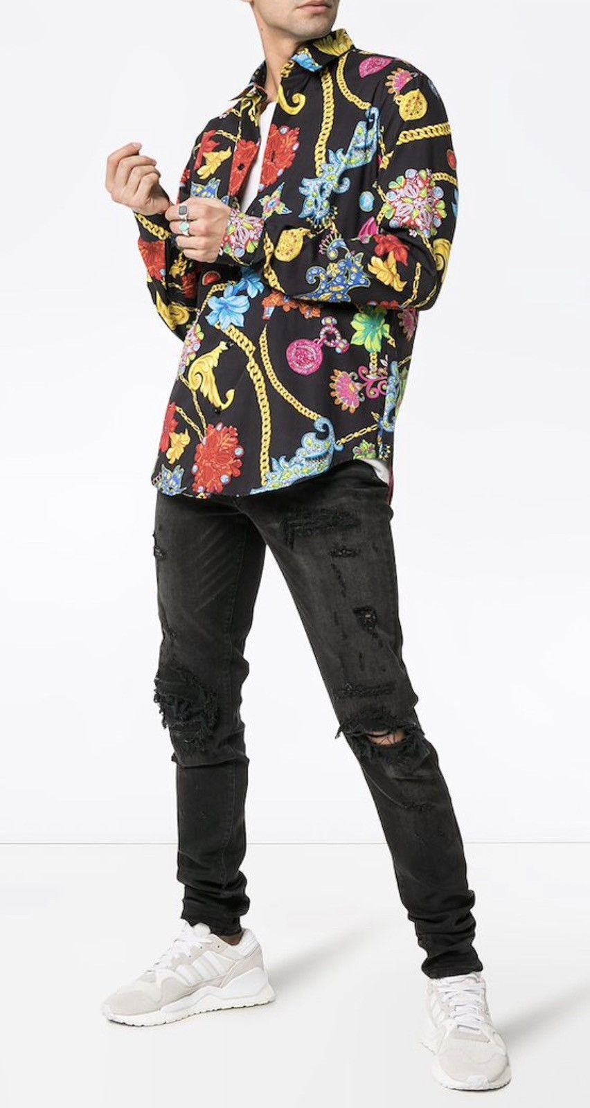 Versace floral chain print shirt collar size39 Size US M / EU 48-50 / 2 - 2 Thumbnail