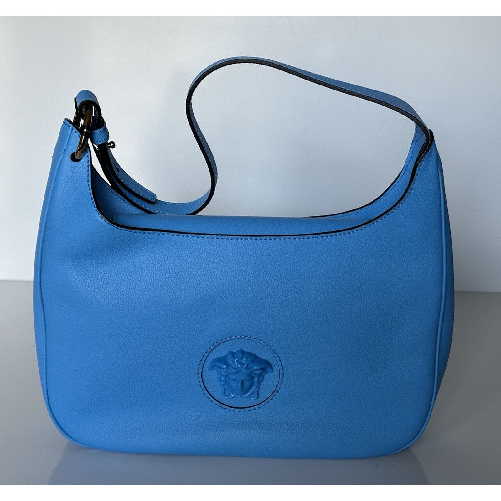 Versace Versace Medusa Head Leather Blue Medium Hobo Bag 1000699 Size ONE SIZE - 1 Thumbnail