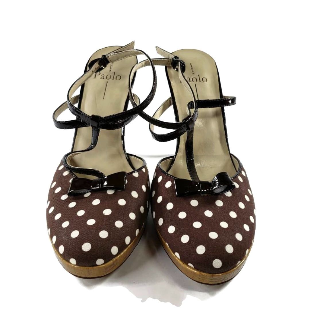 Vintage VINTAGE Linea Paolo Womens T Strap Sandal Brown Polka Dot High Heel Ankle Strap Size 10 M Size US 10 / IT 40 - 3 Thumbnail